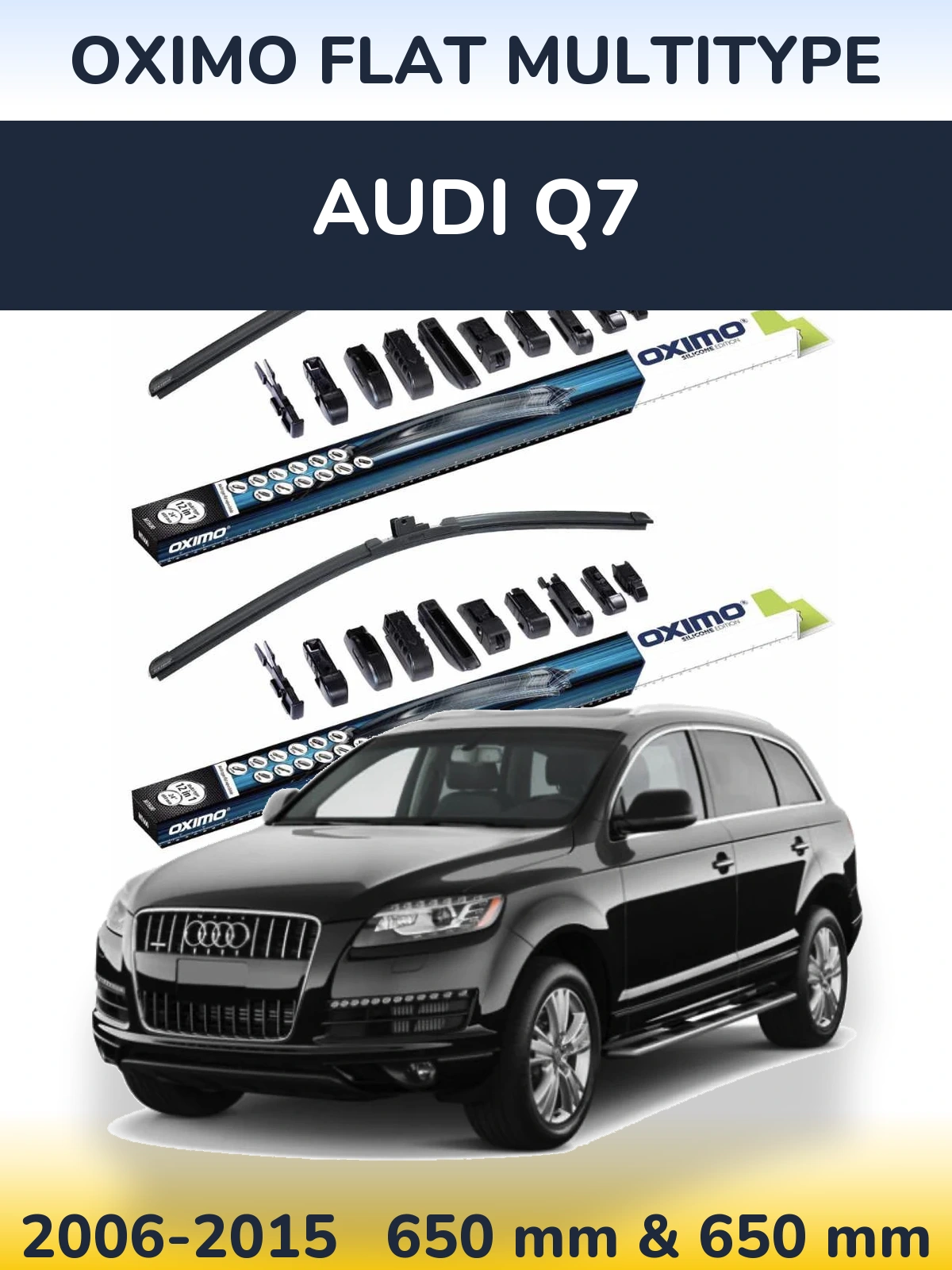 Sada předních stěračů Oximo Flat MultiType 650 a 650 mm pro Audi Q7 2006-2015