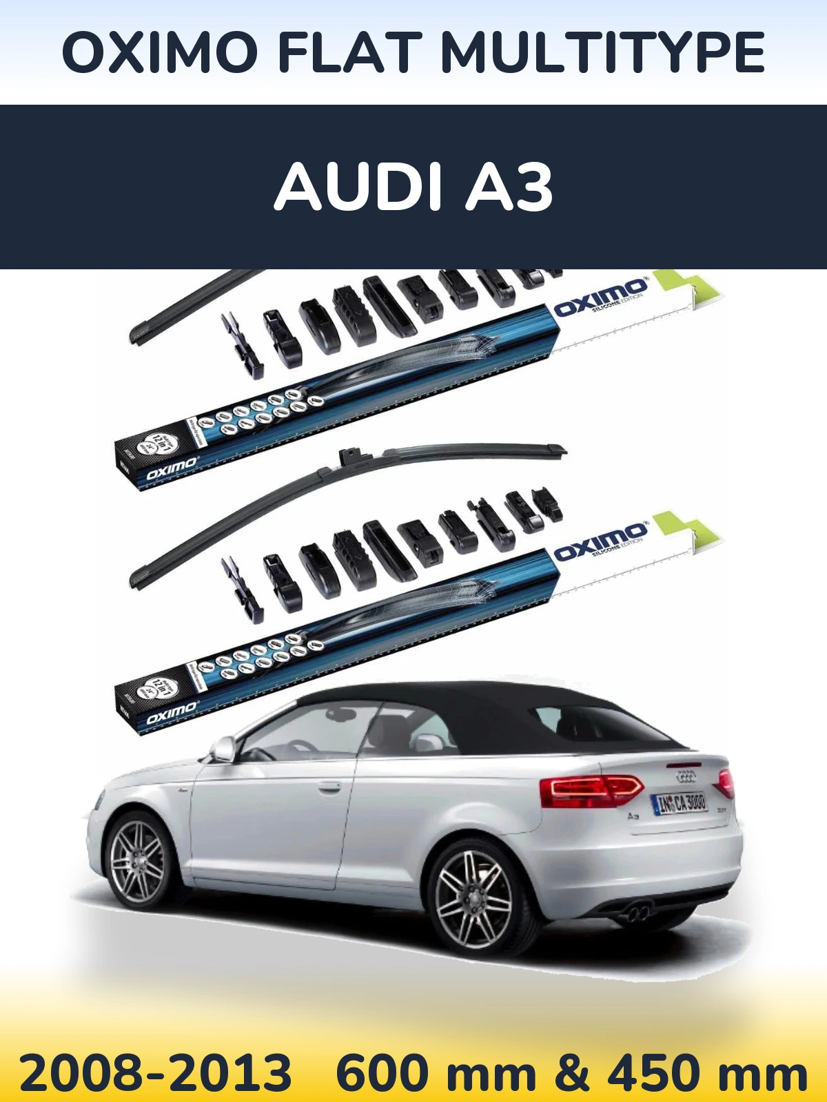 Sada předních stěračů Oximo Flat MultiType 600 a 450 mm pro Audi A3 2008-2013