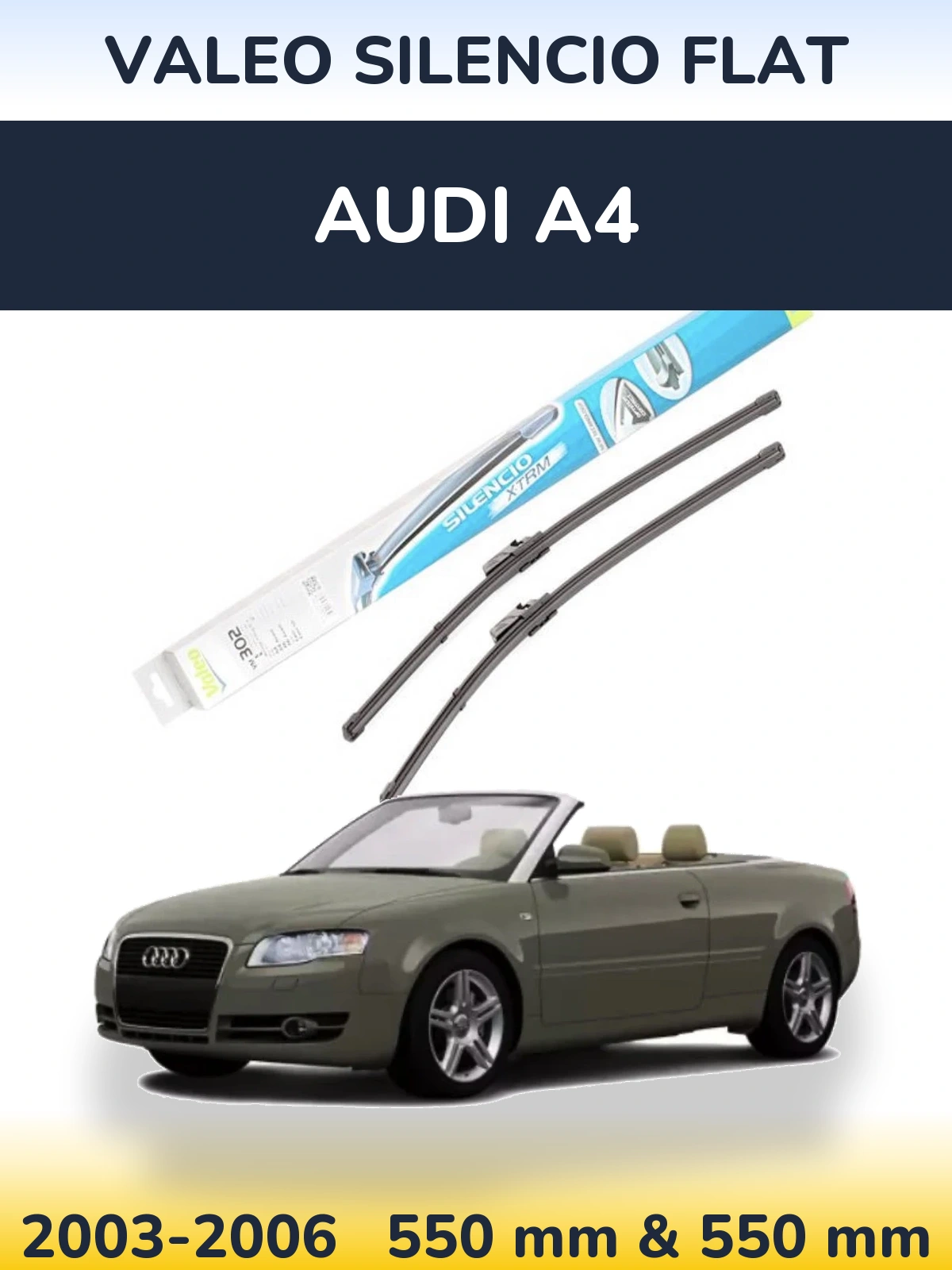 Sada předních stěračů Valeo Silencio Flat 550 a 550 mm pro Audi A4 2003-2006