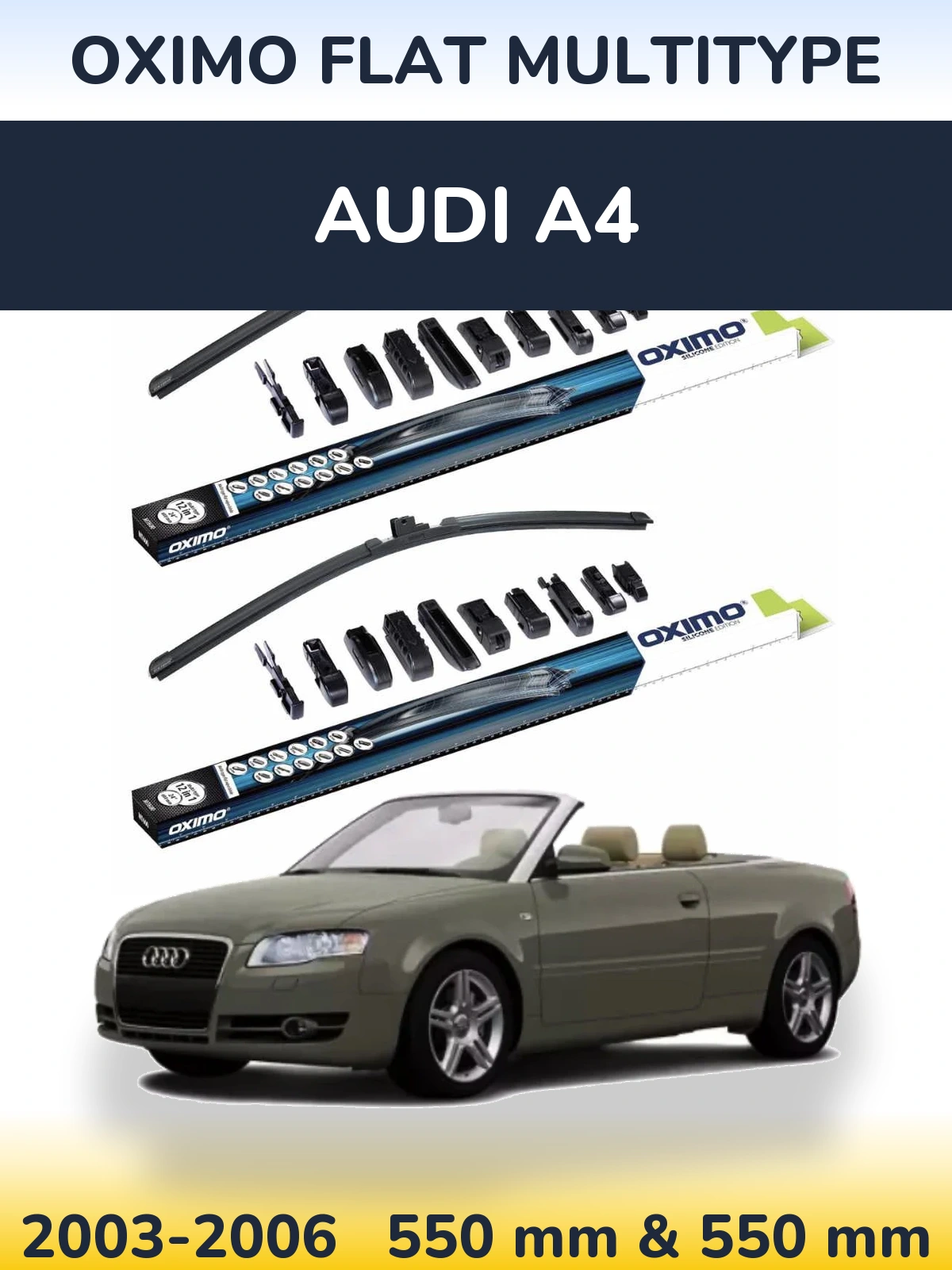 Sada předních stěračů Oximo Flat MultiType 550 a 550 mm pro Audi A4 2003-2006