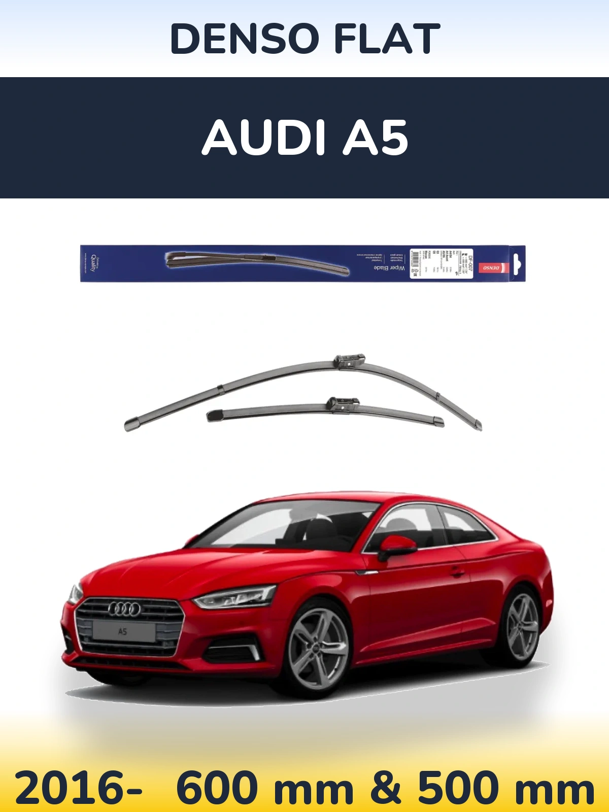 Sada předních stěračů Denso Flat 600 a 500 mm pro Audi A5 2016-2026