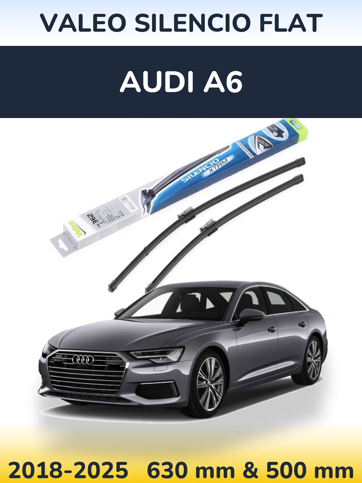 Sada předních stěračů Valeo Silencio Flat 600 a 500 mm pro Audi A6 2018-2025