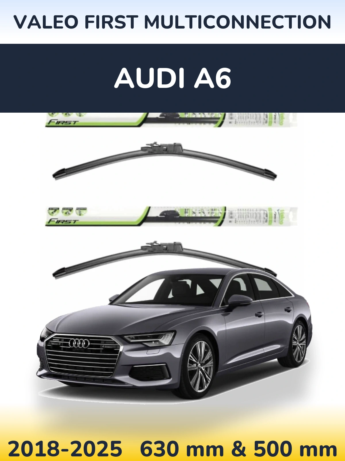 Sada předních stěračů Valeo First MultiConnection 600 a 500 mm pro Audi A6 2018-2025