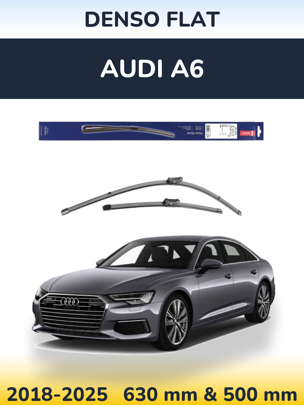 Комплект передніх щіток Denso Flat 630 & 500 мм для Audi A6 2018-2025