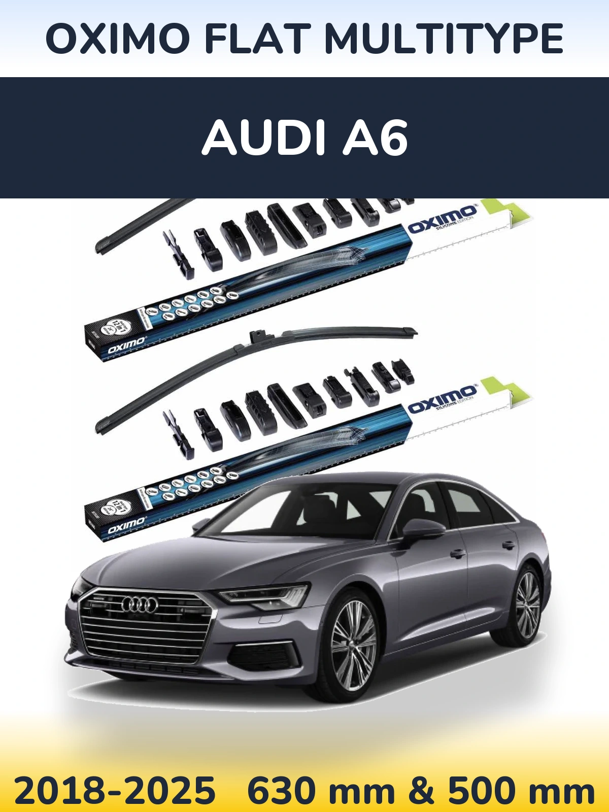 Sada předních stěračů Oximo Flat MultiType 600 a 500 mm pro Audi A6 2018-2025
