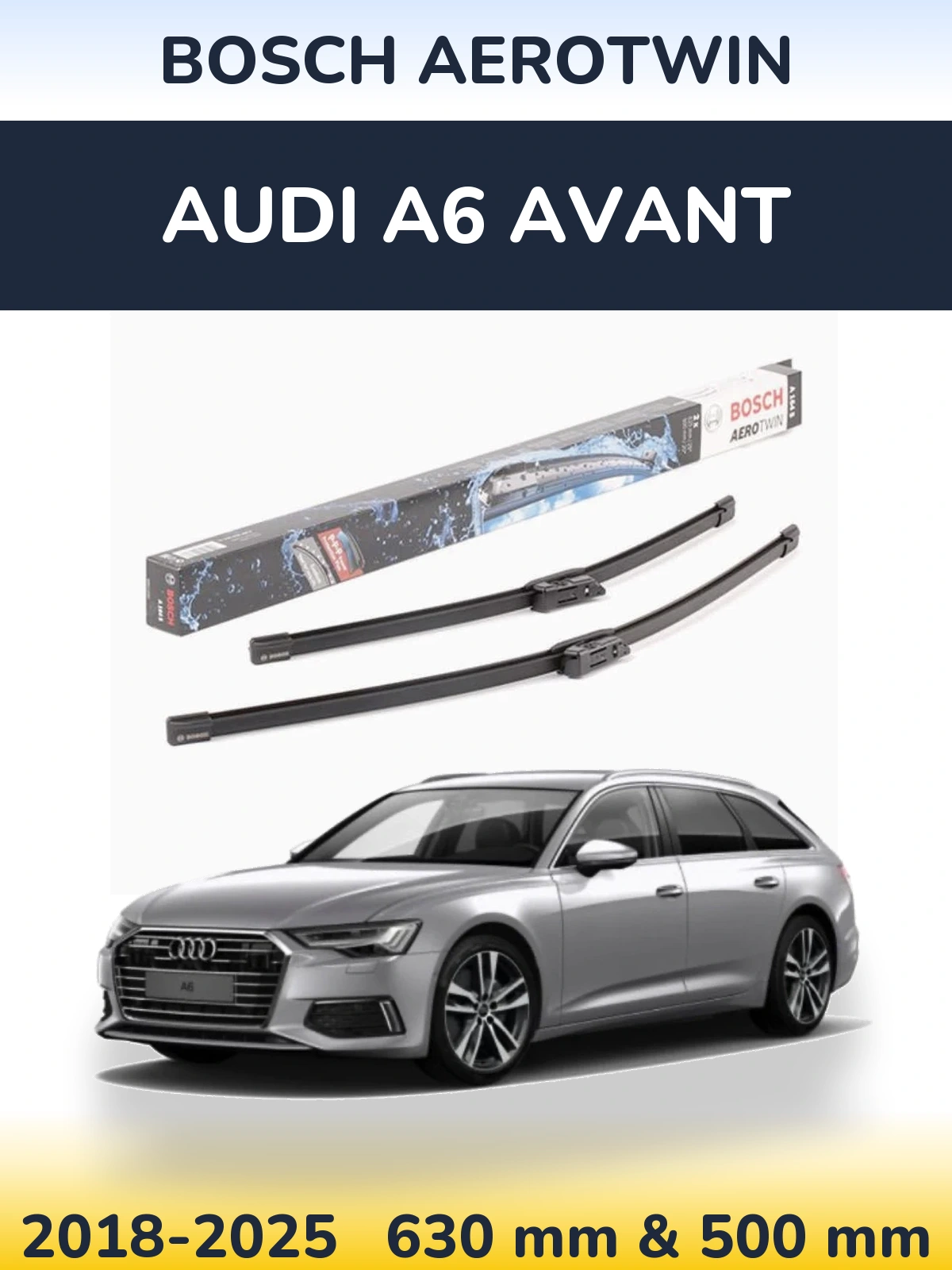 Sada předních stěračů BOSCH AeroTwin 630 a 500 mm pro Audi A6 Avant 2018-2025