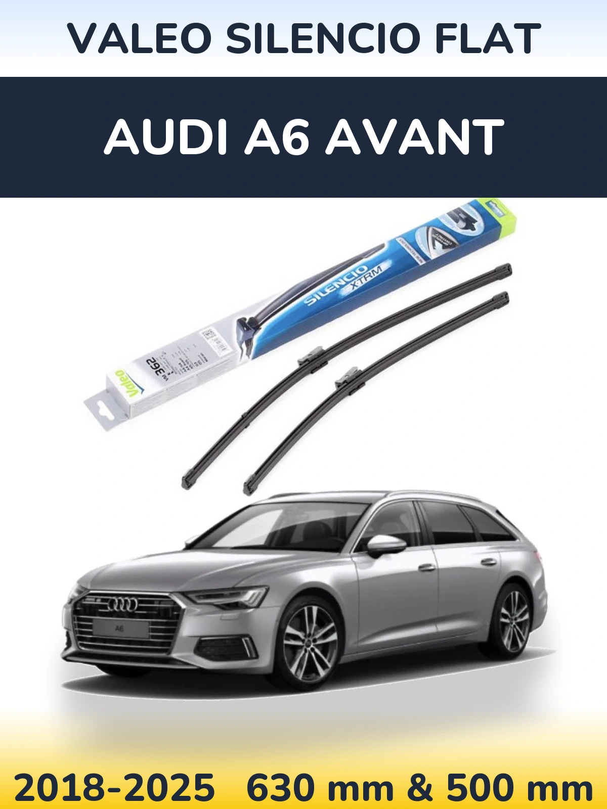 Комплект передніх щіток Valeo Silencio Flat 600 & 500 мм для Audi A6 Avant 2018-2025