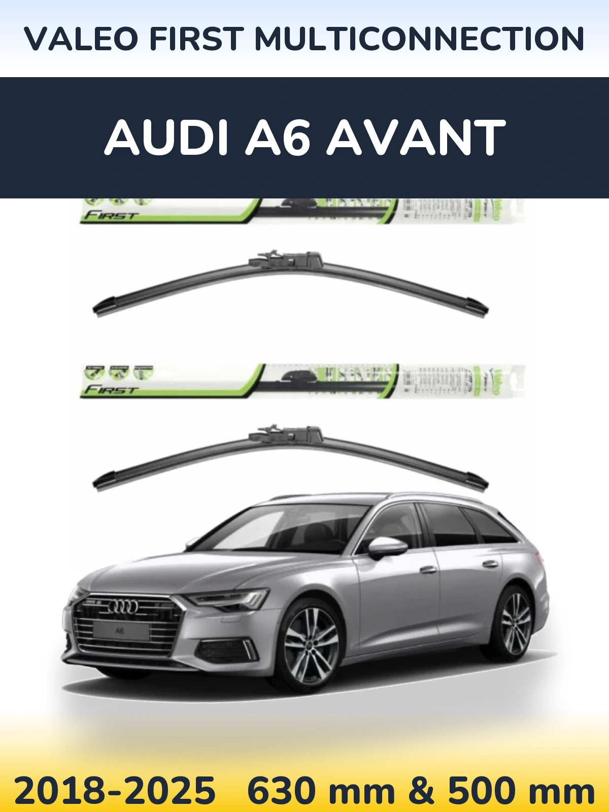 Sada předních stěračů Valeo First MultiConnection 600 a 500 mm pro Audi A6 Avant 2018-2025
