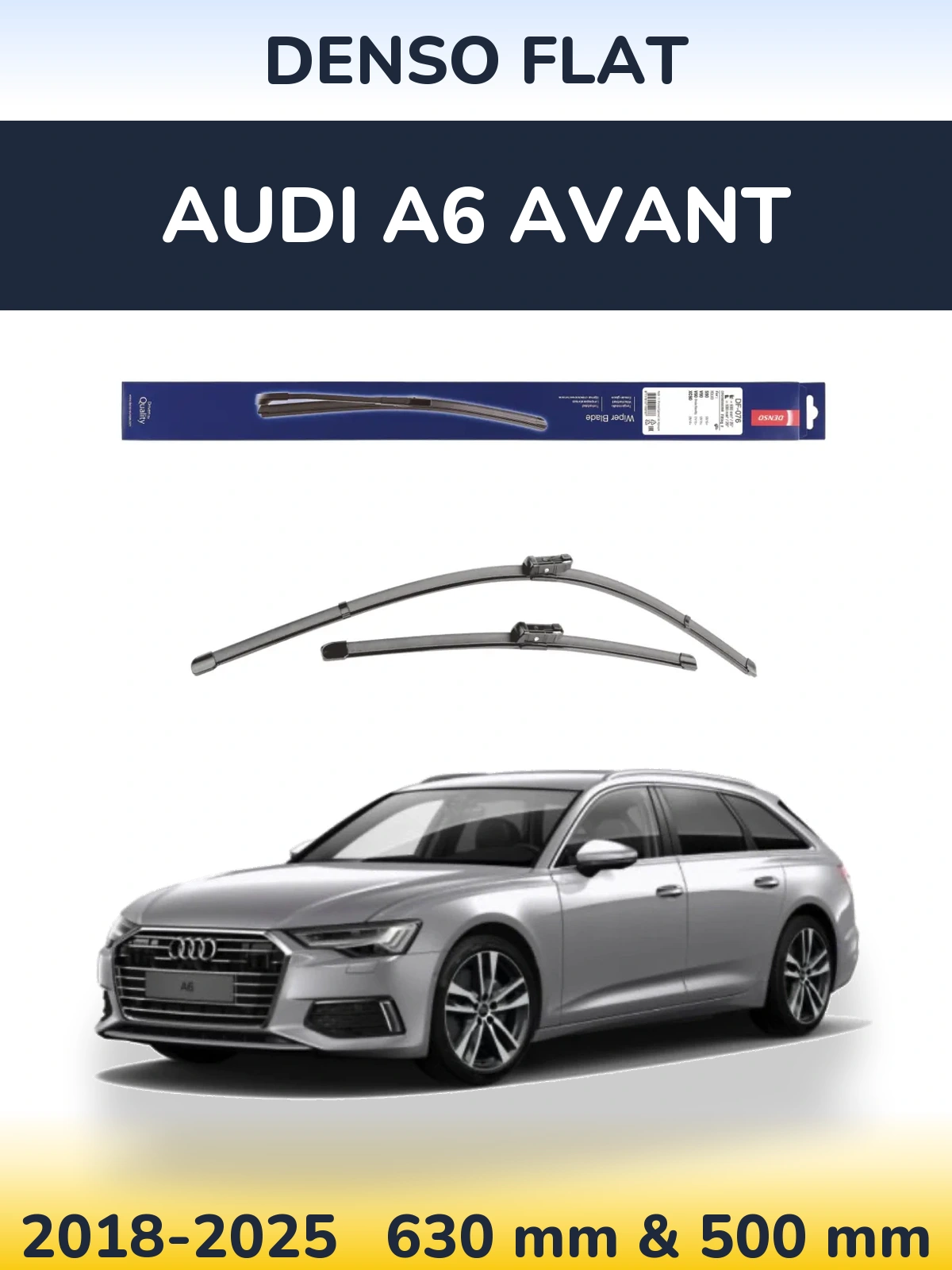 Sada předních stěračů Denso Flat 630 a 500 mm pro Audi A6 Avant 2018-2025
