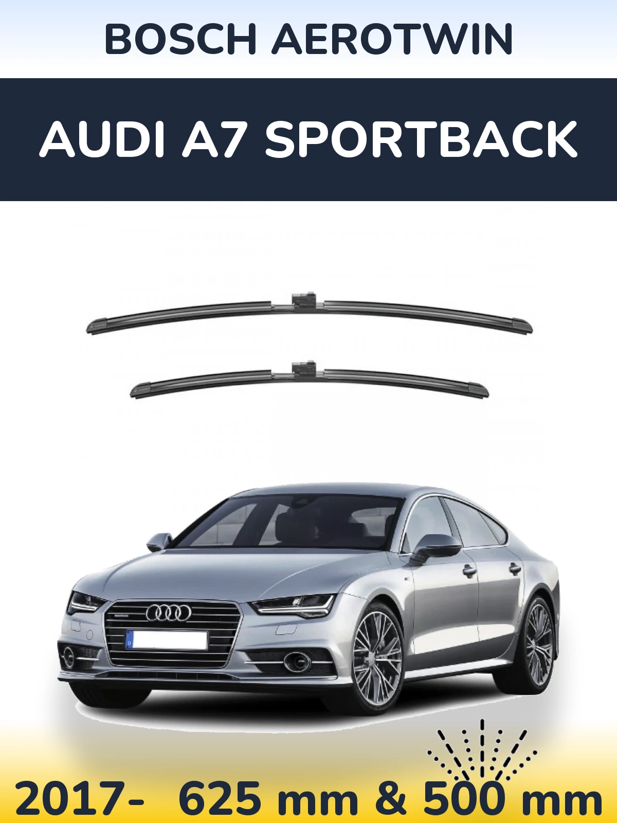 Sada předních stěračů BOSCH AeroTwin 625 a 500 mm pro Audi A7 Sportback 2017-2026