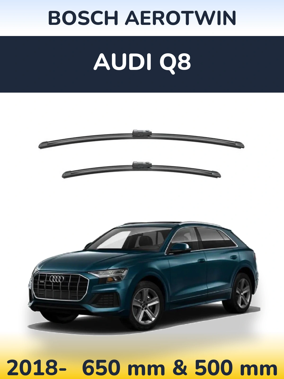Sada předních stěračů BOSCH AeroTwin 650 a 500 mm pro Audi Q8 2018-2026