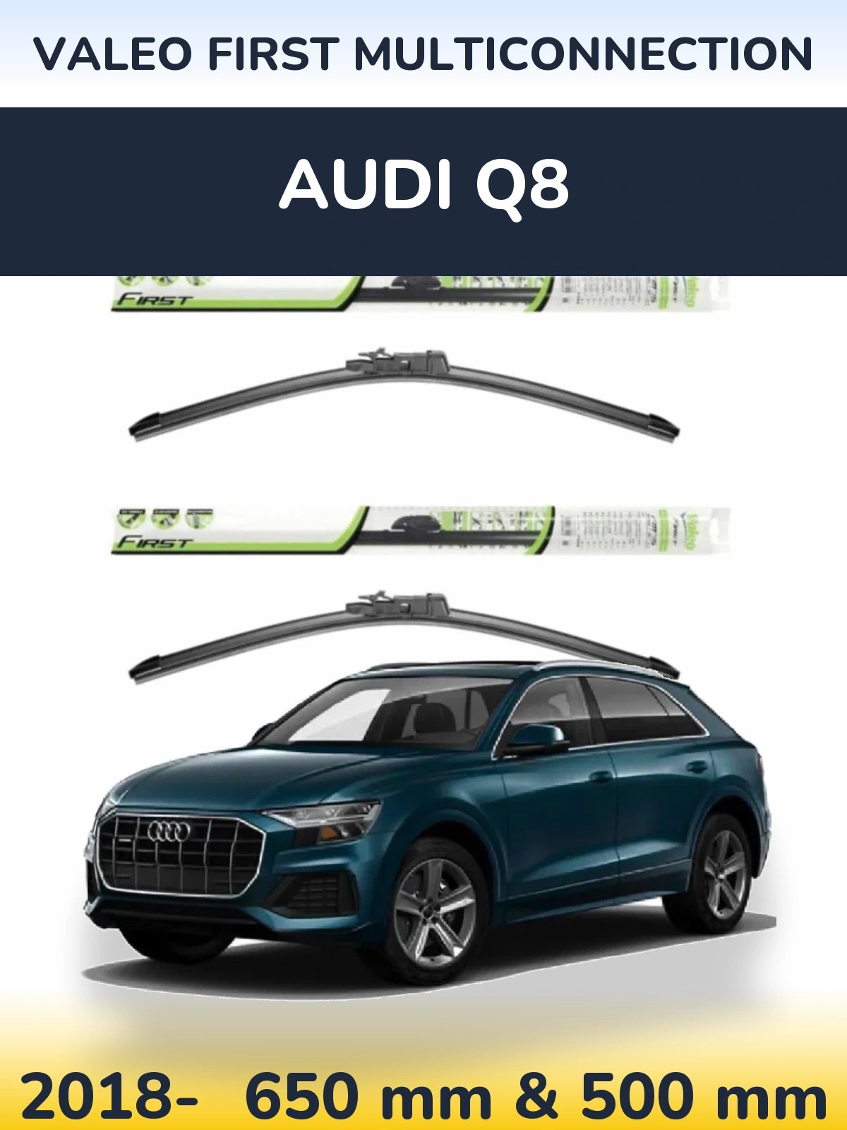 Sada předních stěračů Valeo First MultiConnection 650 a 500 mm pro Audi Q8 2018-2026
