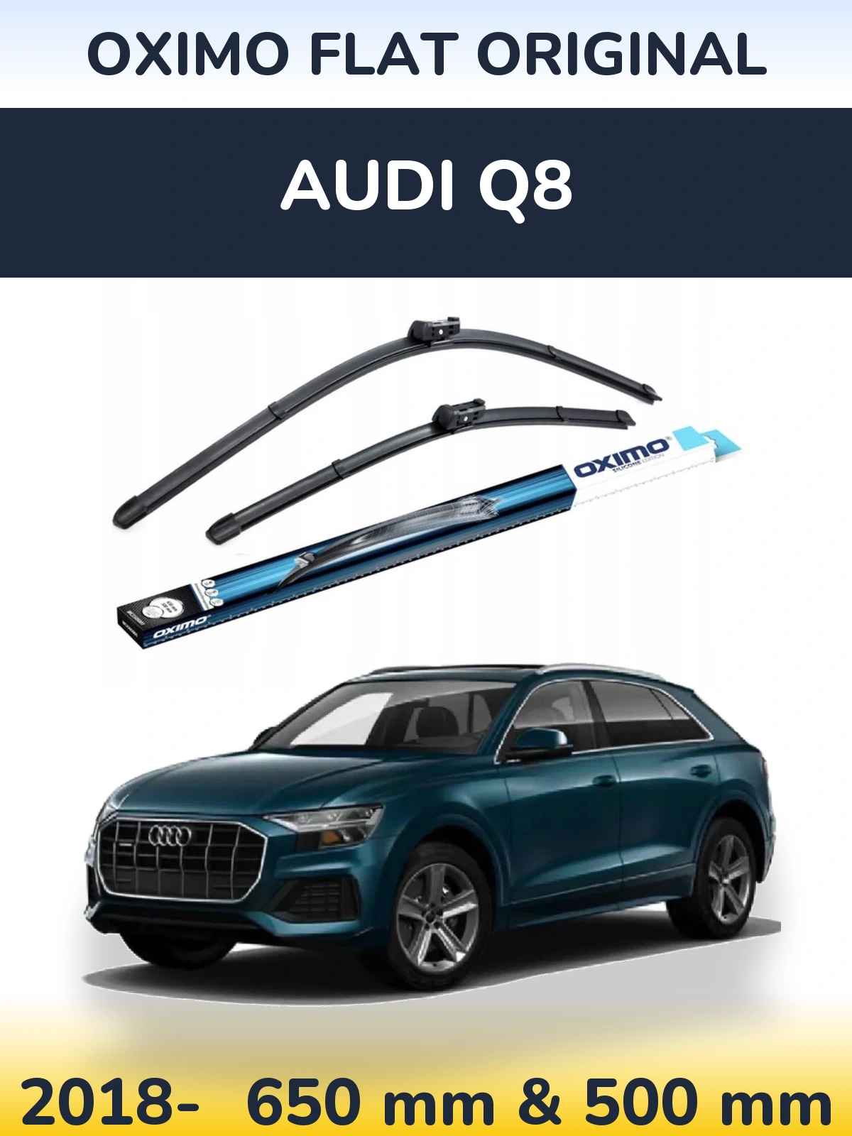 Sada předních stěračů Oximo Flat Original 650 a 500 mm pro Audi Q8 2018-2026