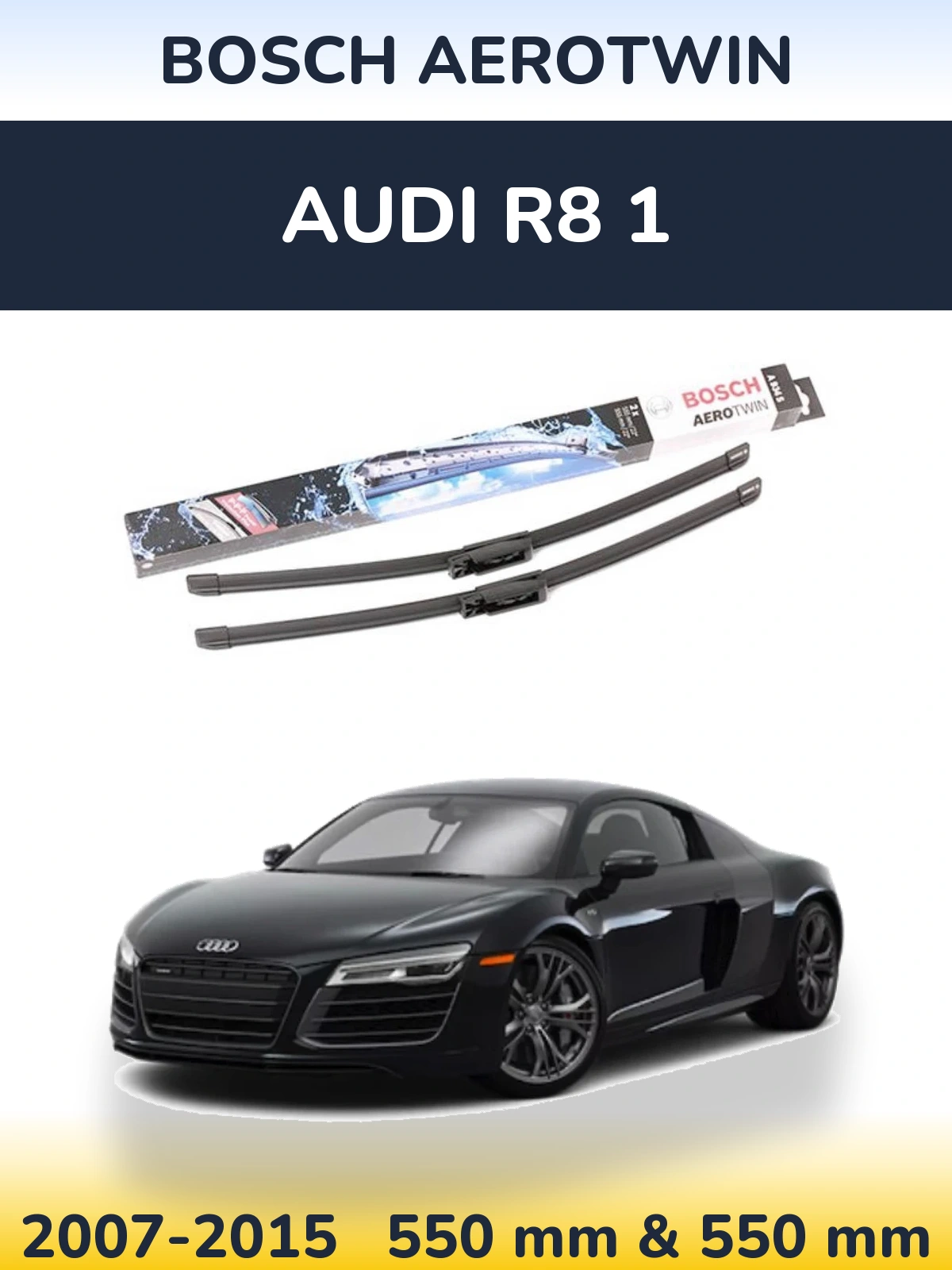 Sada předních stěračů BOSCH AeroTwin 555 a 555 mm pro Audi R8 1 2007-2015