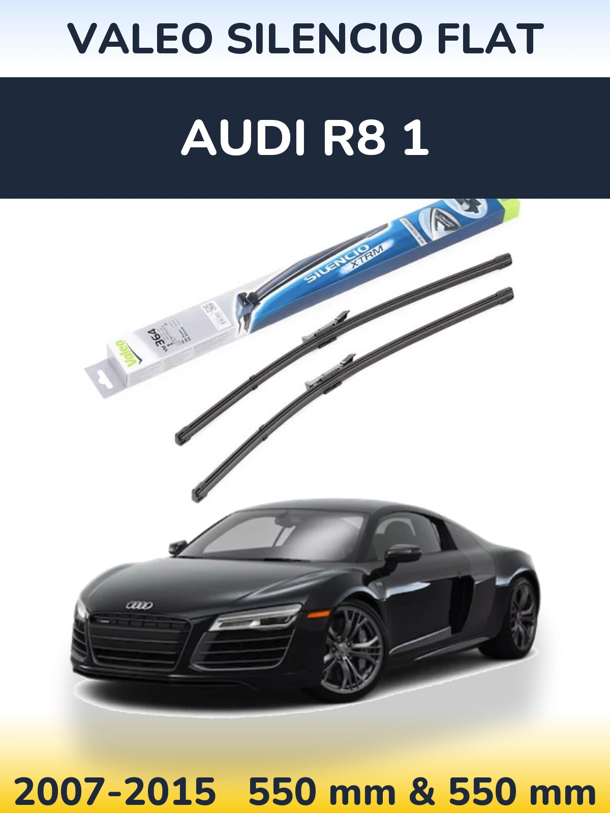 Sada předních stěračů Valeo Silencio Flat 550 a 550 mm pro Audi R8 1 2007-2015