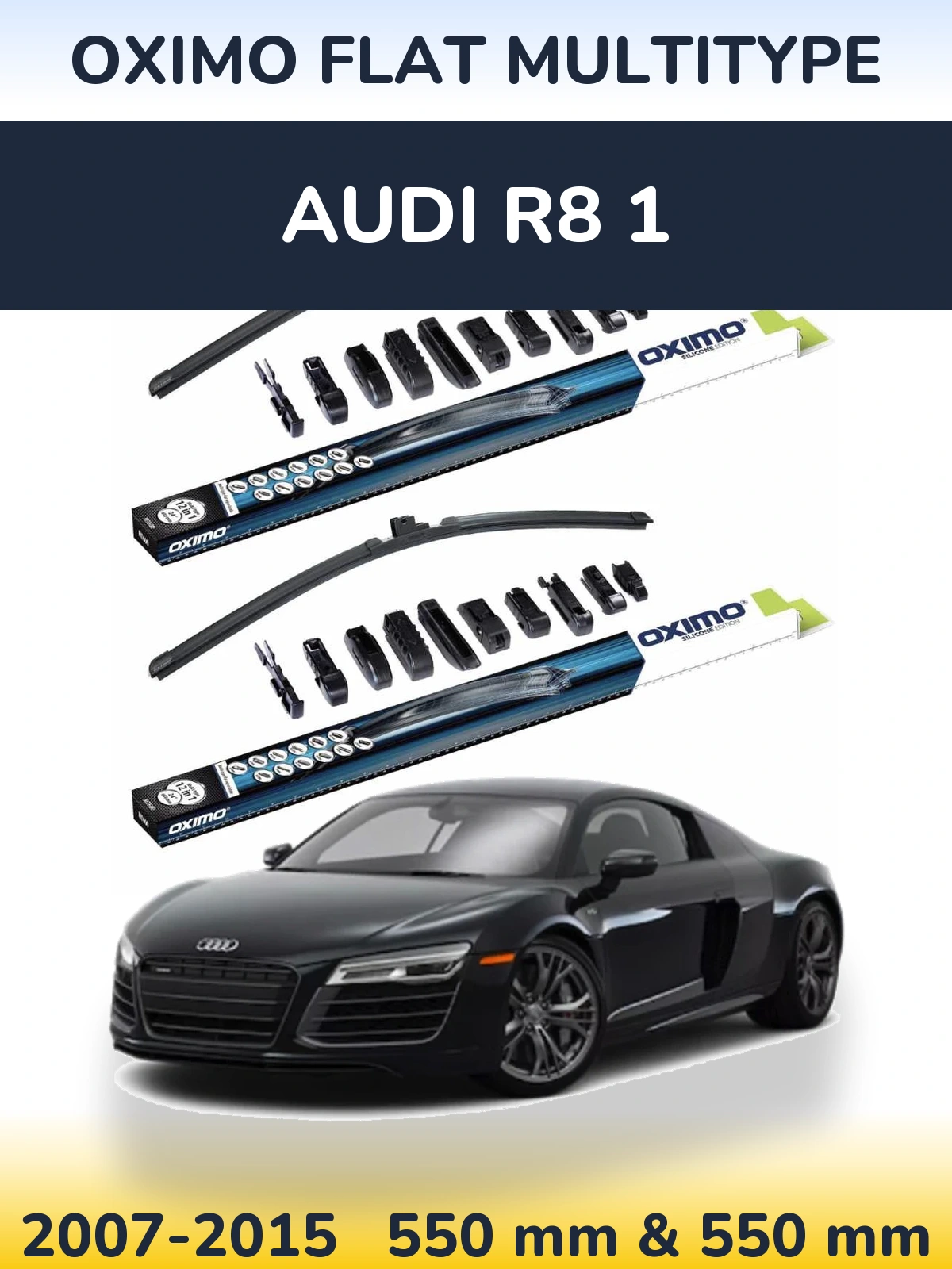 Sada předních stěračů Oximo Flat MultiType 550 a 550 mm pro Audi R8 1 2007-2015