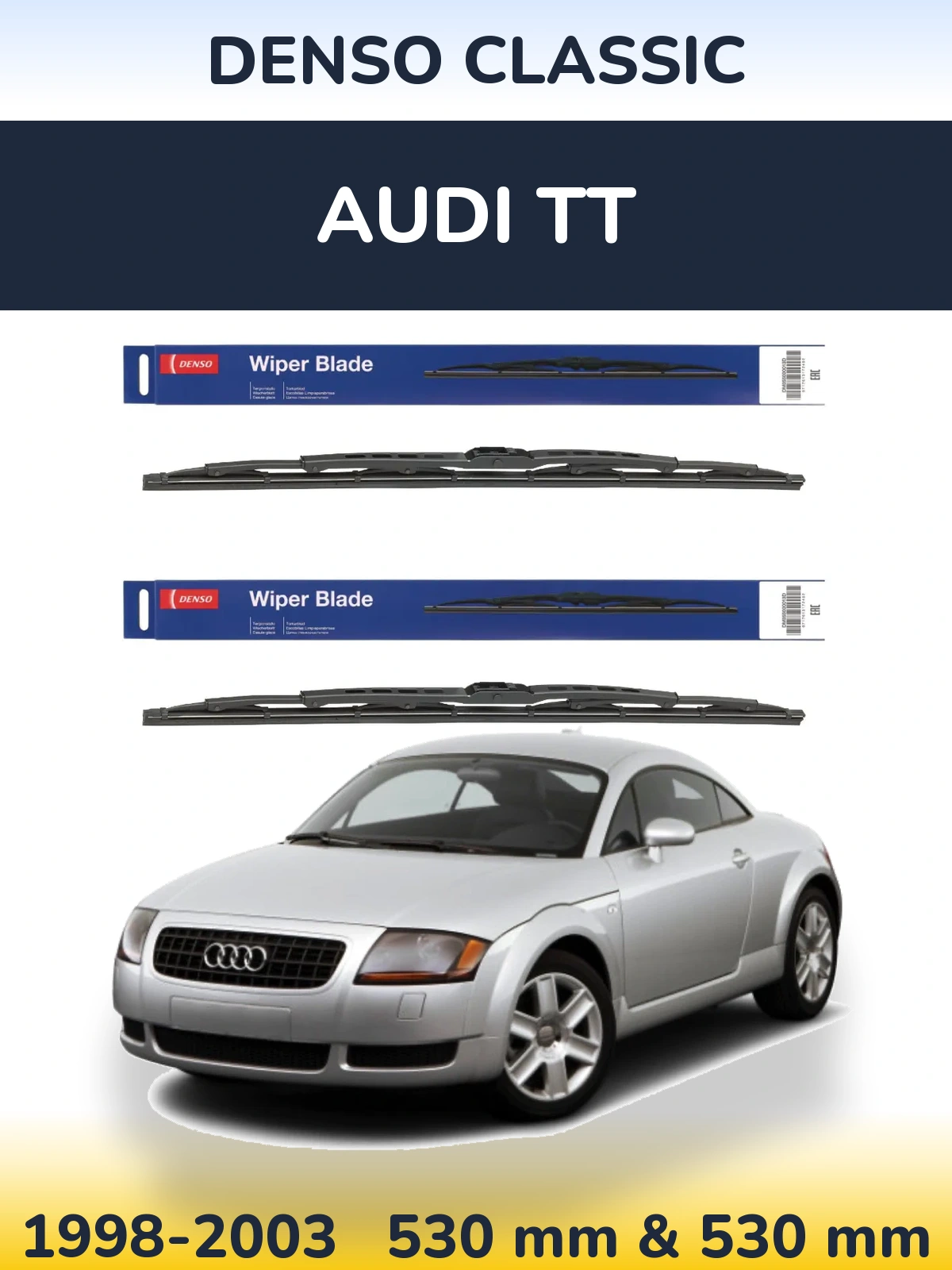 Sada předních stěračů Denso Classic 530 a 530 mm pro Audi TT 1998-2003