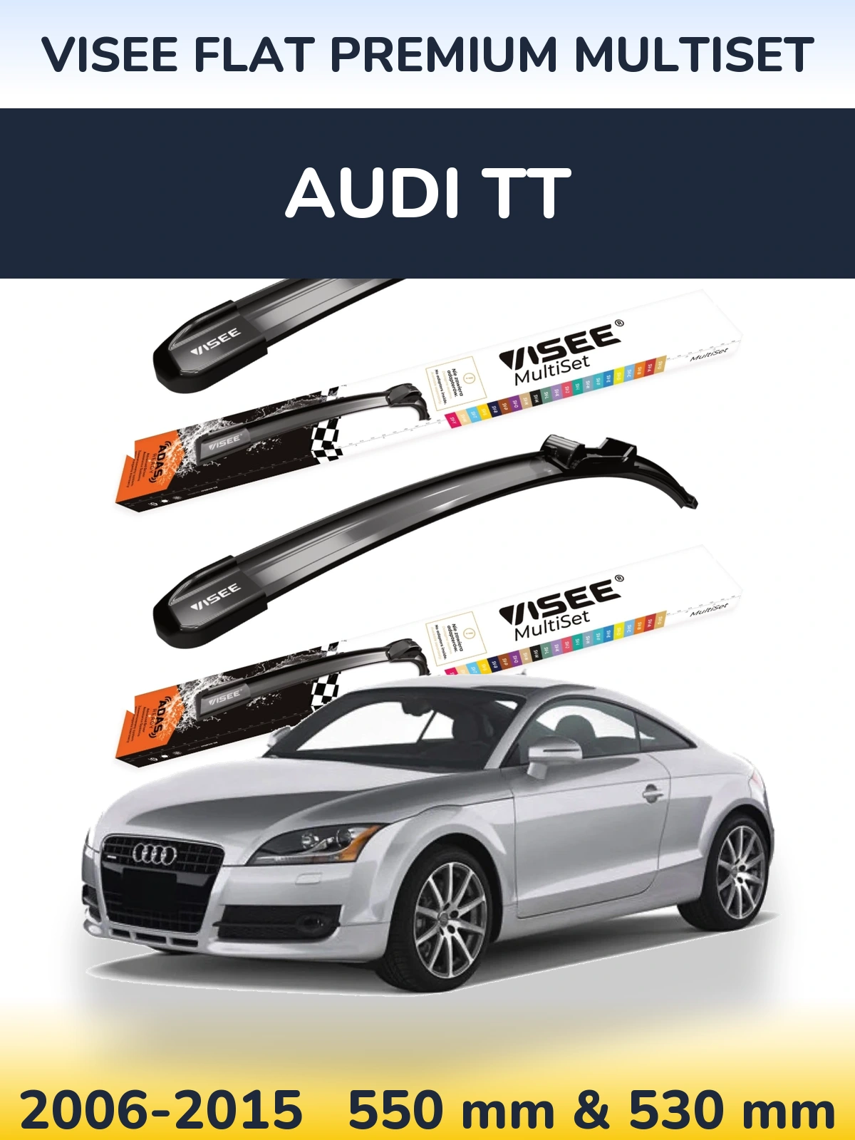 Sada předních stěračů VISEE FLAT PREMIUM MultiSet 550 a 530 mm pro Audi TT 2006-2015