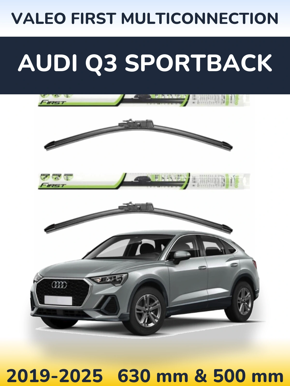 Sada předních stěračů Valeo First MultiConnection 600 a 500 mm pro Audi Q3 Sportback 2019-2025