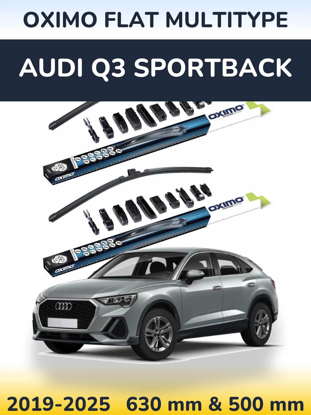 Sada předních stěračů Oximo Flat MultiType 600 a 500 mm pro Audi Q3 Sportback 2019-2025