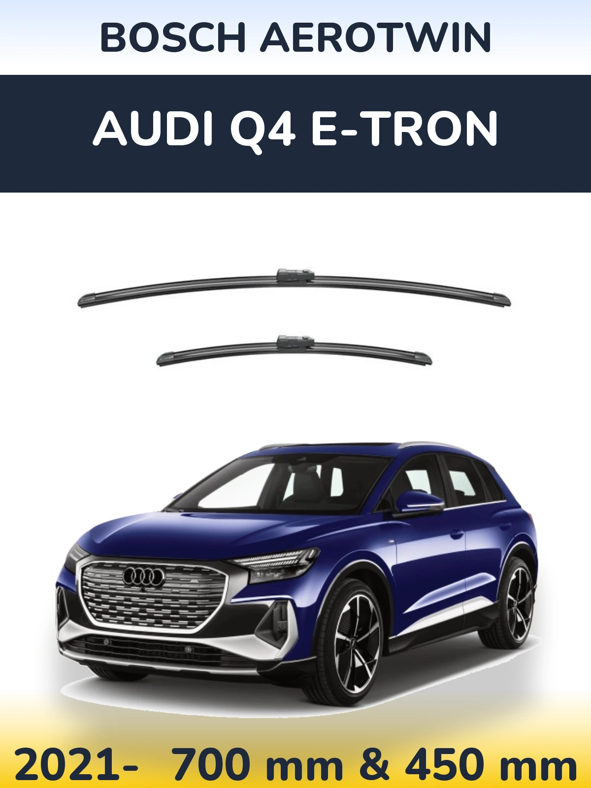 Sada předních stěračů BOSCH AeroTwin 700 a 450 mm pro Audi Q4 e-tron 2021-2026