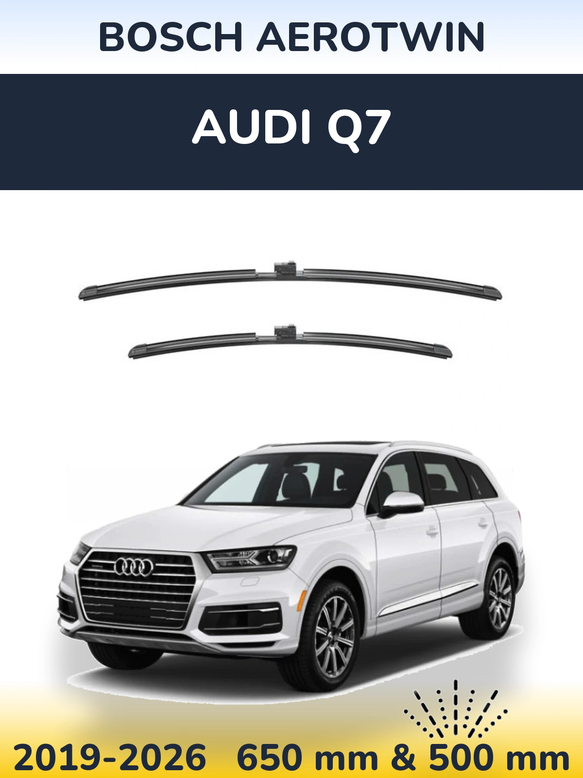 Sada předních stěračů BOSCH AeroTwin 650 a 500 mm pro Audi Q7 2019-2026