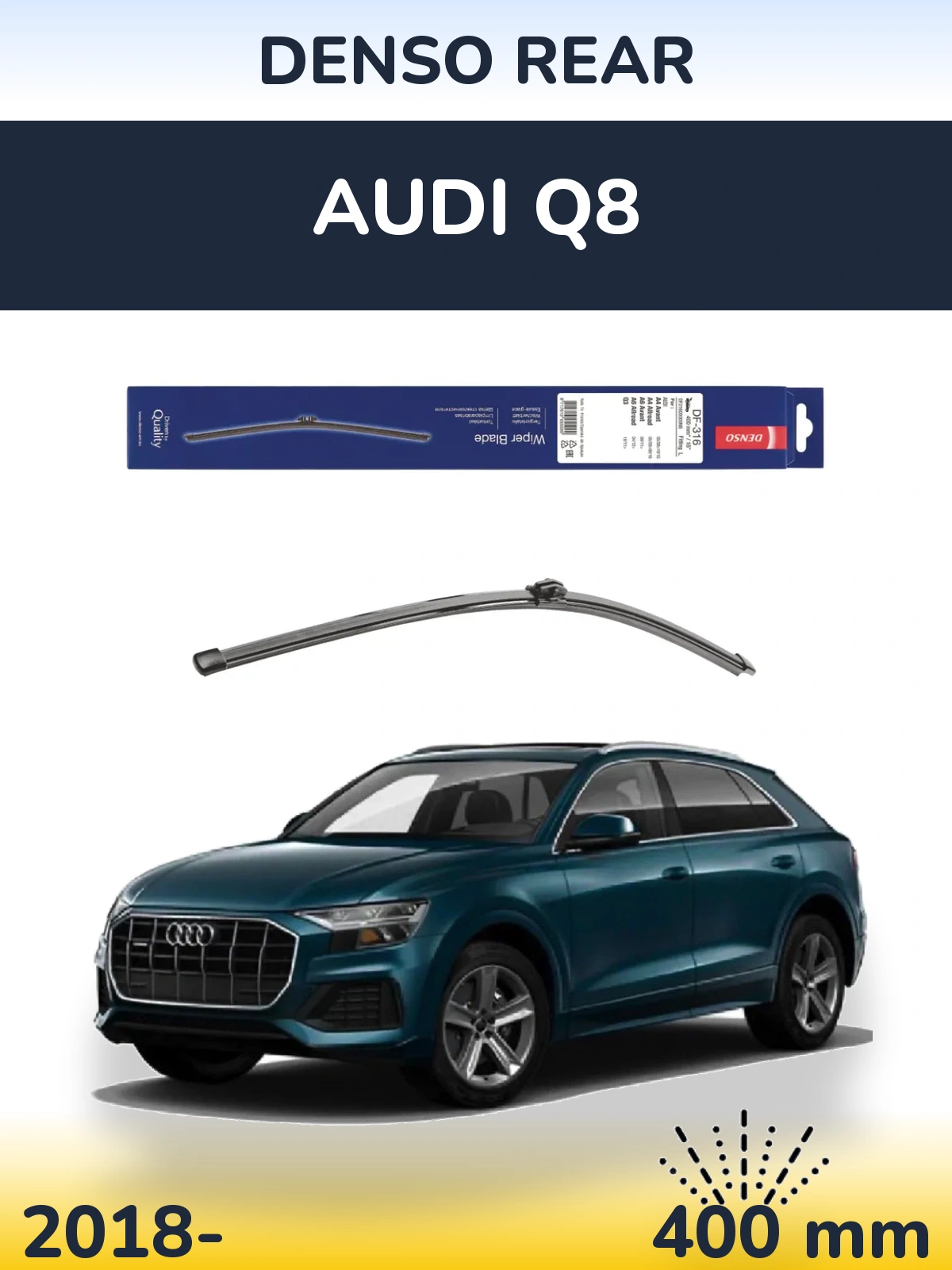 Zadní stěrač Denso Rear 400 mm pro Audi Q8 2018-2026