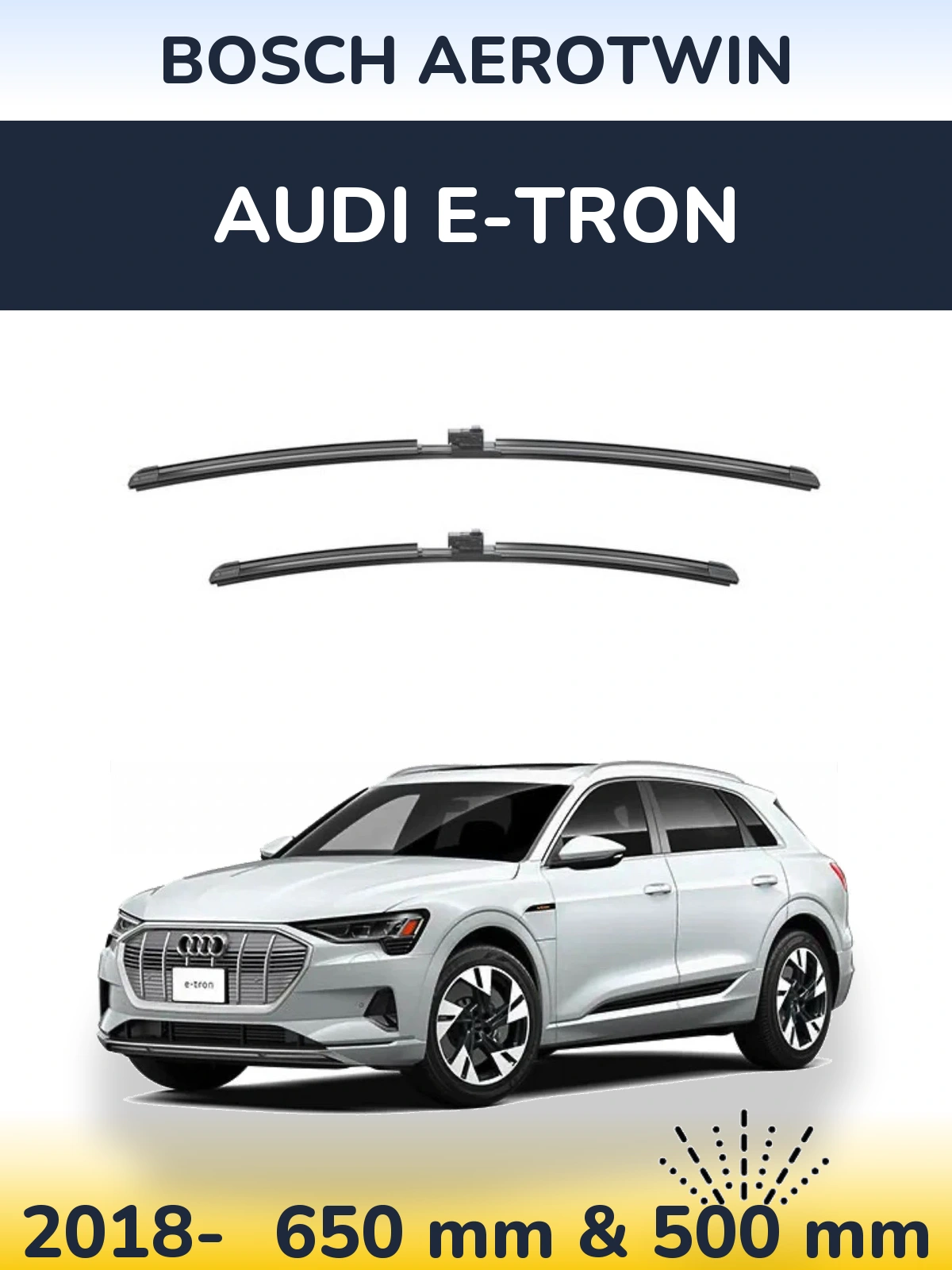 Комплект передніх щіток BOSCH AeroTwin 650 & 500 мм для Audi e-tron 2018-2026