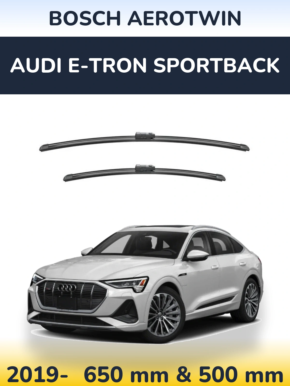Комплект передніх щіток BOSCH AeroTwin 650 & 500 мм для Audi e-tron Sportback 2019-2026