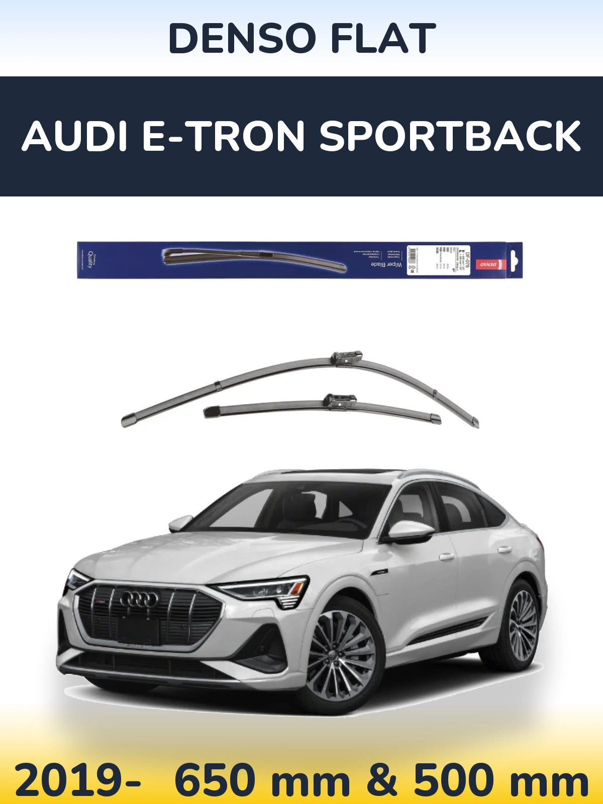 Sada předních stěračů Denso Flat 630 a 500 mm pro Audi e-tron Sportback 2019-2026