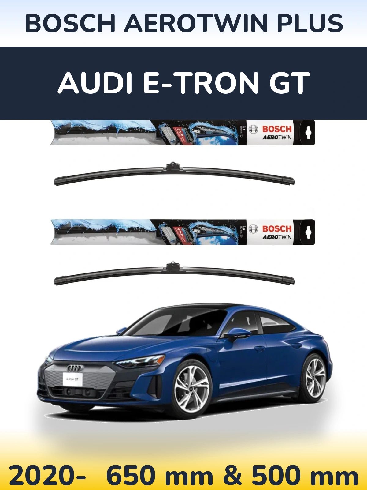 Комплект передніх щіток BOSCH AeroTwin Plus 650 & 500 мм для Audi e-tron GT 2020-2026