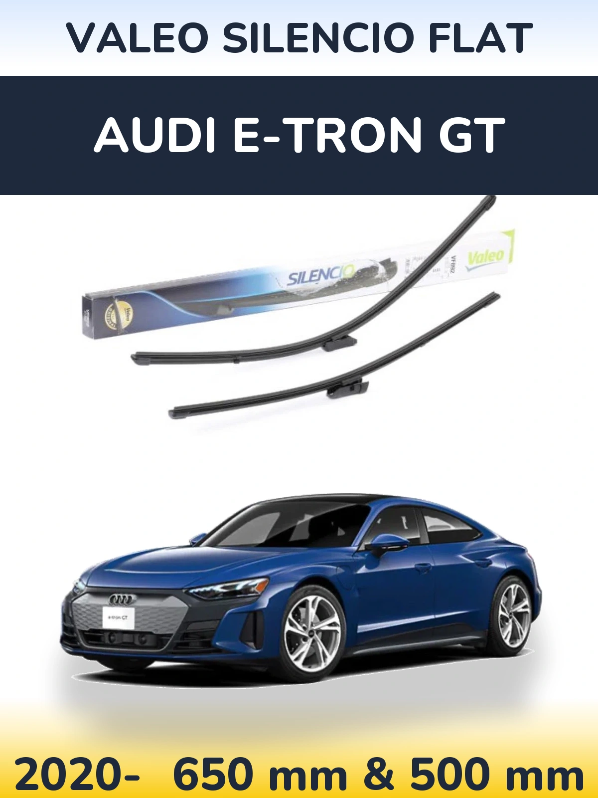 Sada předních stěračů Valeo Silencio Flat 630 a 500 mm pro Audi e-tron GT 2020-2026