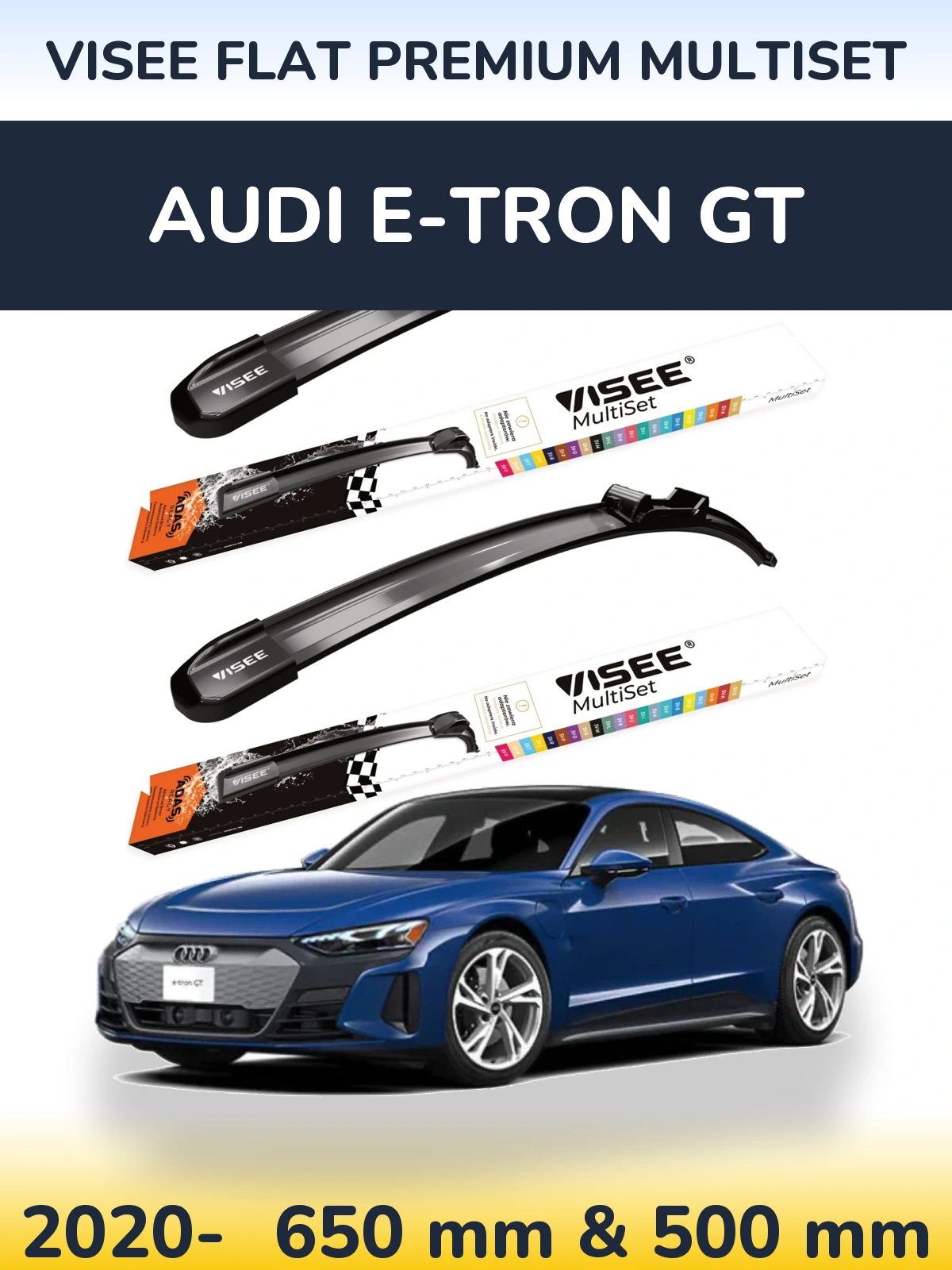 Sada předních stěračů VISEE FLAT PREMIUM MultiSet 650 a 500 mm pro Audi e-tron GT 2020-2026