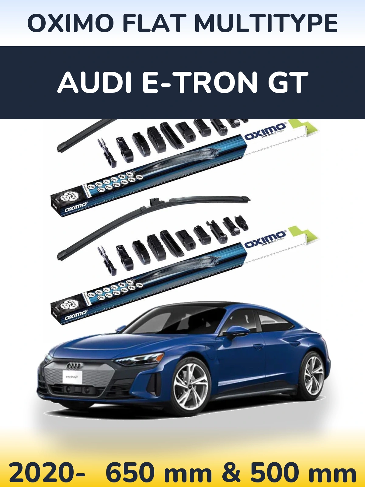 Sada předních stěračů Oximo Flat MultiType 650 a 500 mm pro Audi e-tron GT 2020-2026