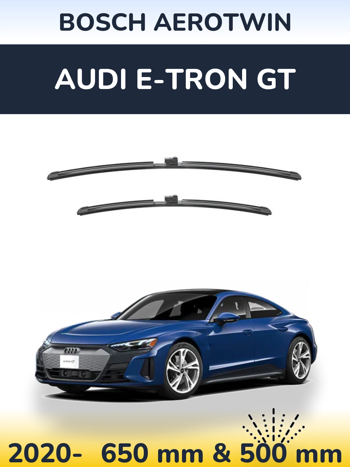 Комплект передніх щіток BOSCH AeroTwin 650 & 500 мм для Audi e-tron GT 2020-2026