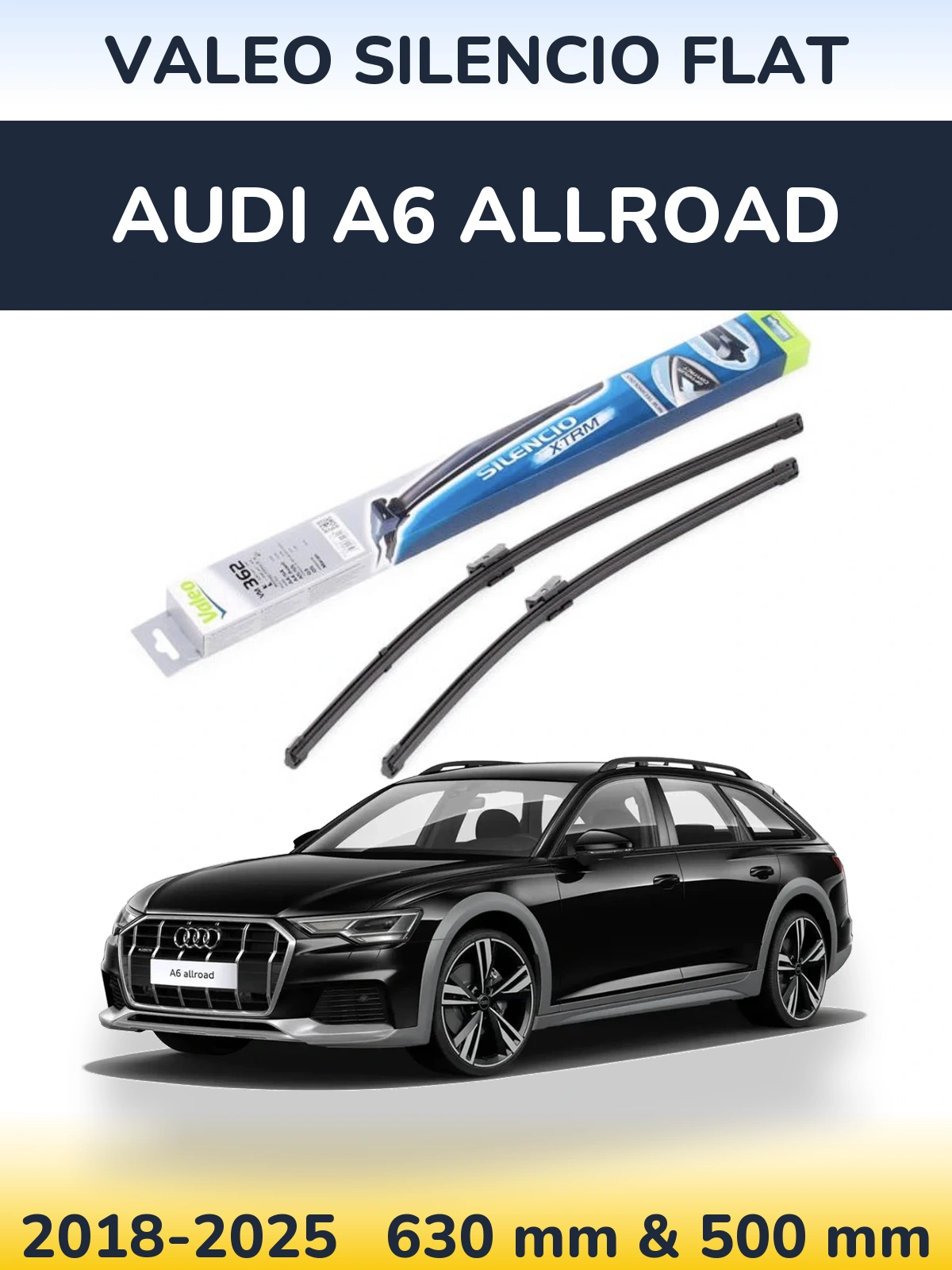 Sada předních stěračů Valeo Silencio Flat 600 a 500 mm pro Audi A6 Allroad 2018-2025