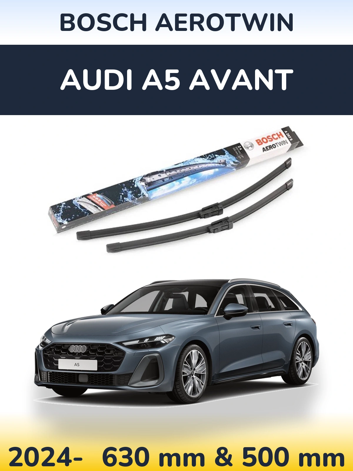 Sada předních stěračů BOSCH AeroTwin 600 a 500 mm pro Audi A5 Avant 2024-2026