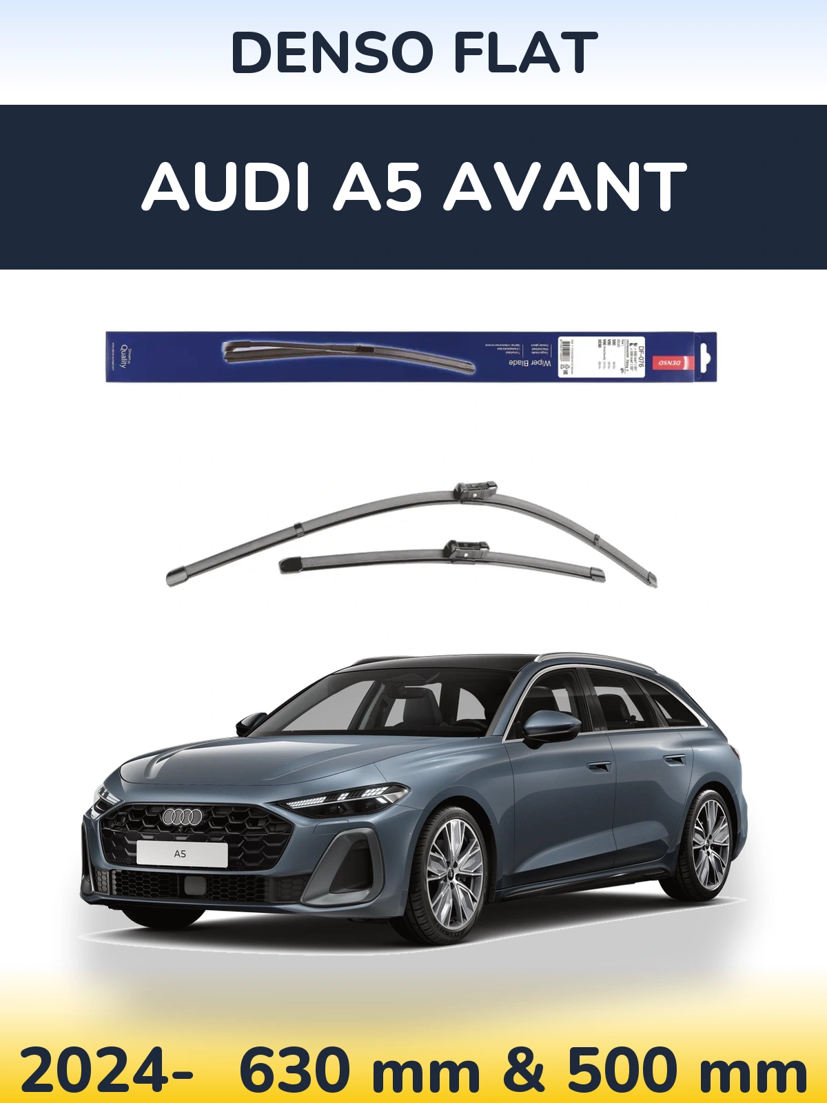 Sada předních stěračů Denso Flat 630 a 500 mm pro Audi A5 Avant 2024-2026