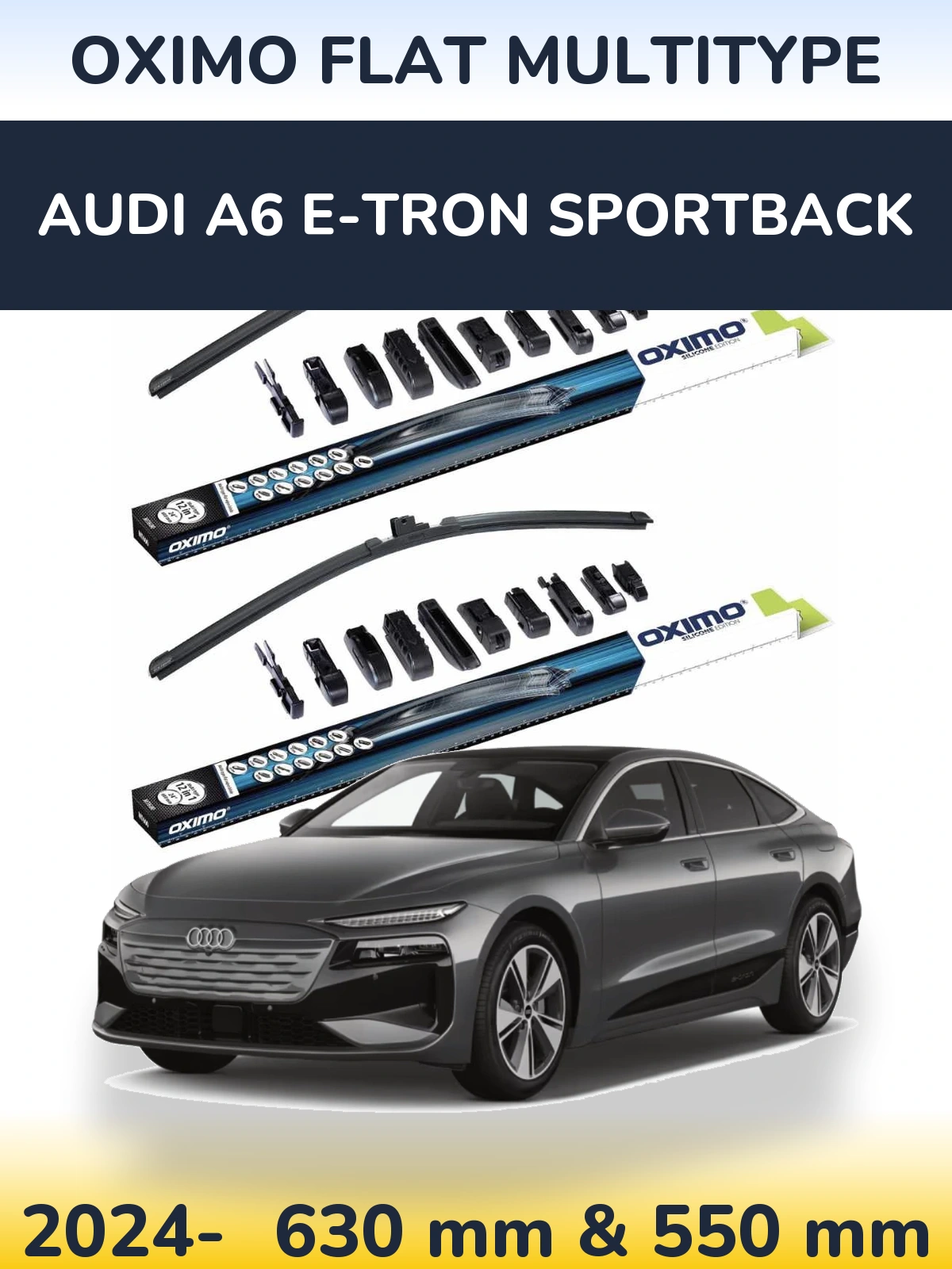 Sada předních stěračů Oximo Flat MultiType 600 a 550 mm pro Audi A6 e-tron Sportback 2024-2026