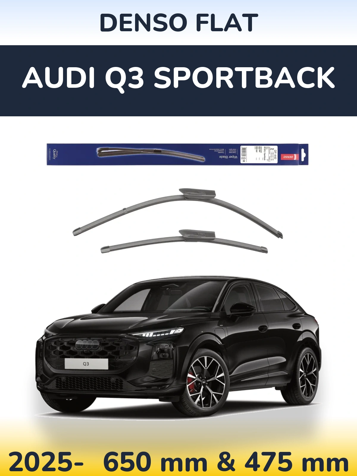 Sada předních stěračů Denso Flat 650 a 475 mm pro Audi Q3 Sportback 2025-2026