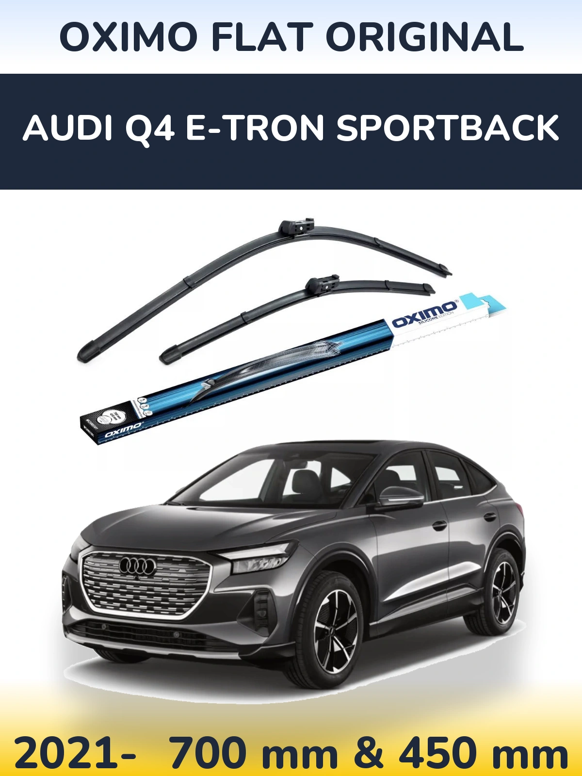 Sada předních stěračů Oximo Flat Original 700 a 450 mm pro Audi Q4 e-tron Sportback 2021-2026