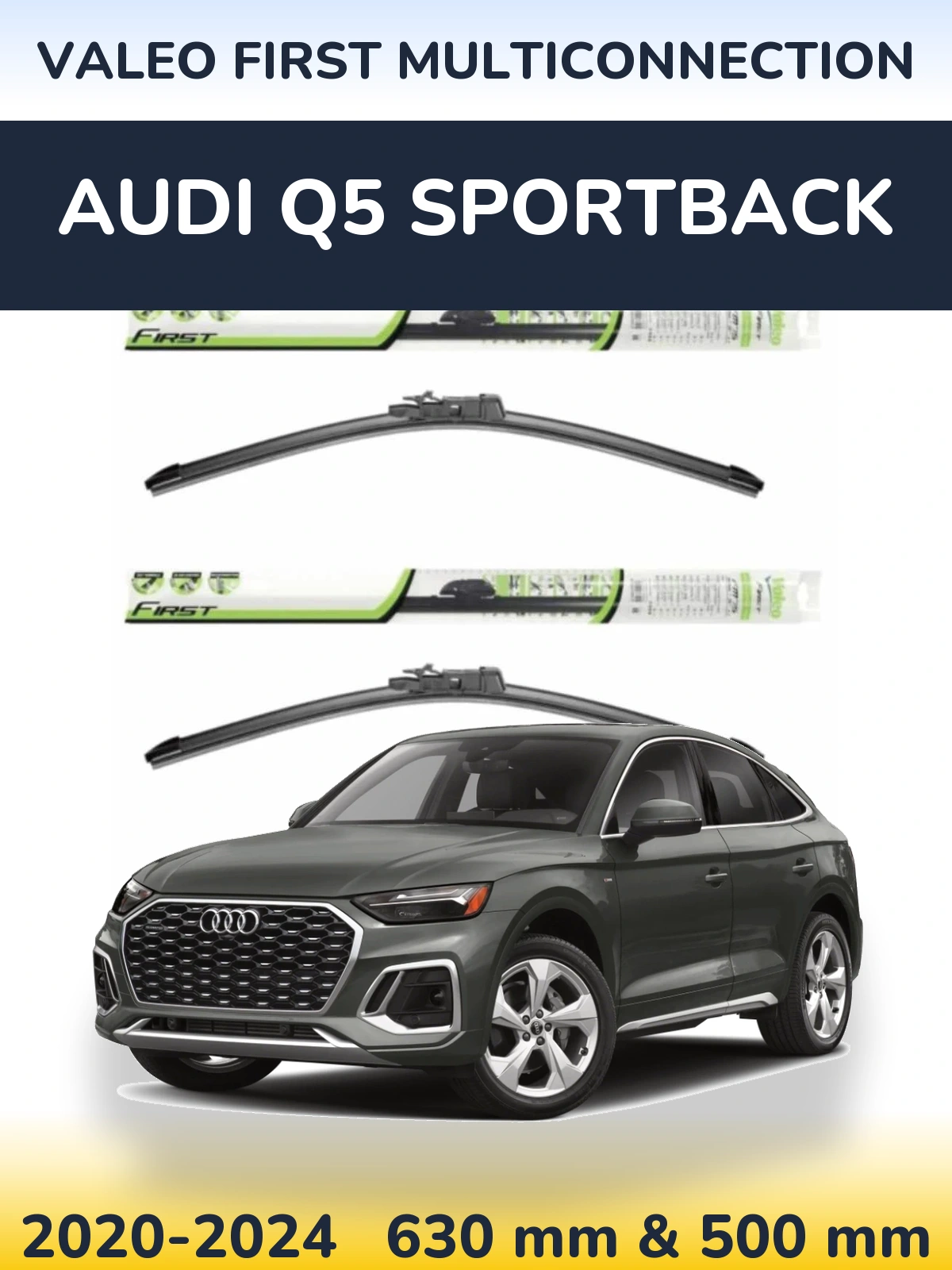 Sada předních stěračů Valeo First MultiConnection 600 a 500 mm pro Audi Q5 Sportback 2020-2024