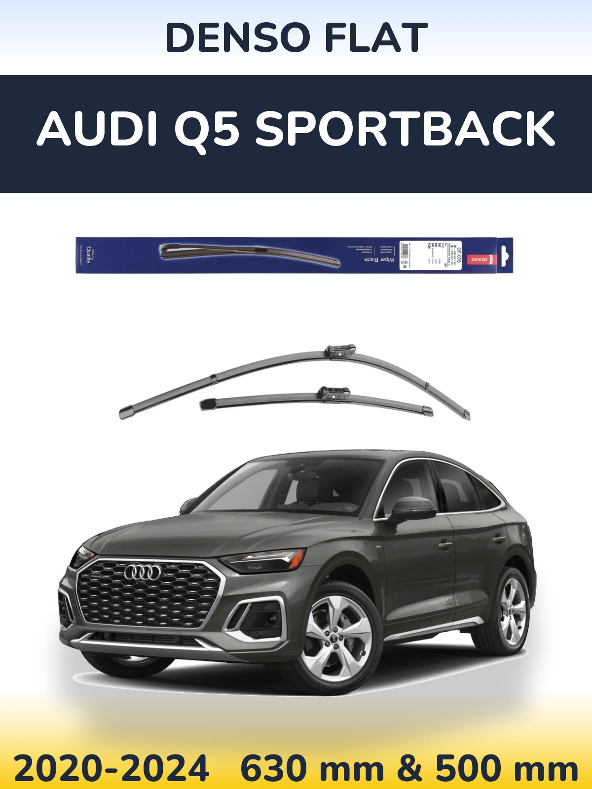 Sada předních stěračů Denso Flat 630 a 500 mm pro Audi Q5 Sportback 2020-2024