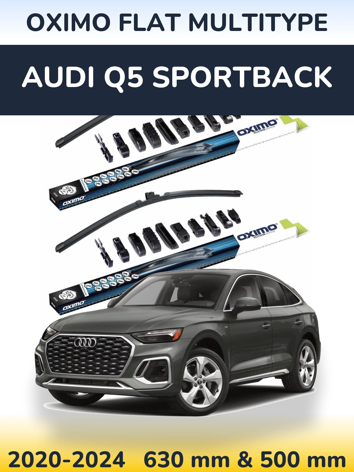 Sada předních stěračů Oximo Flat MultiType 600 a 500 mm pro Audi Q5 Sportback 2020-2024