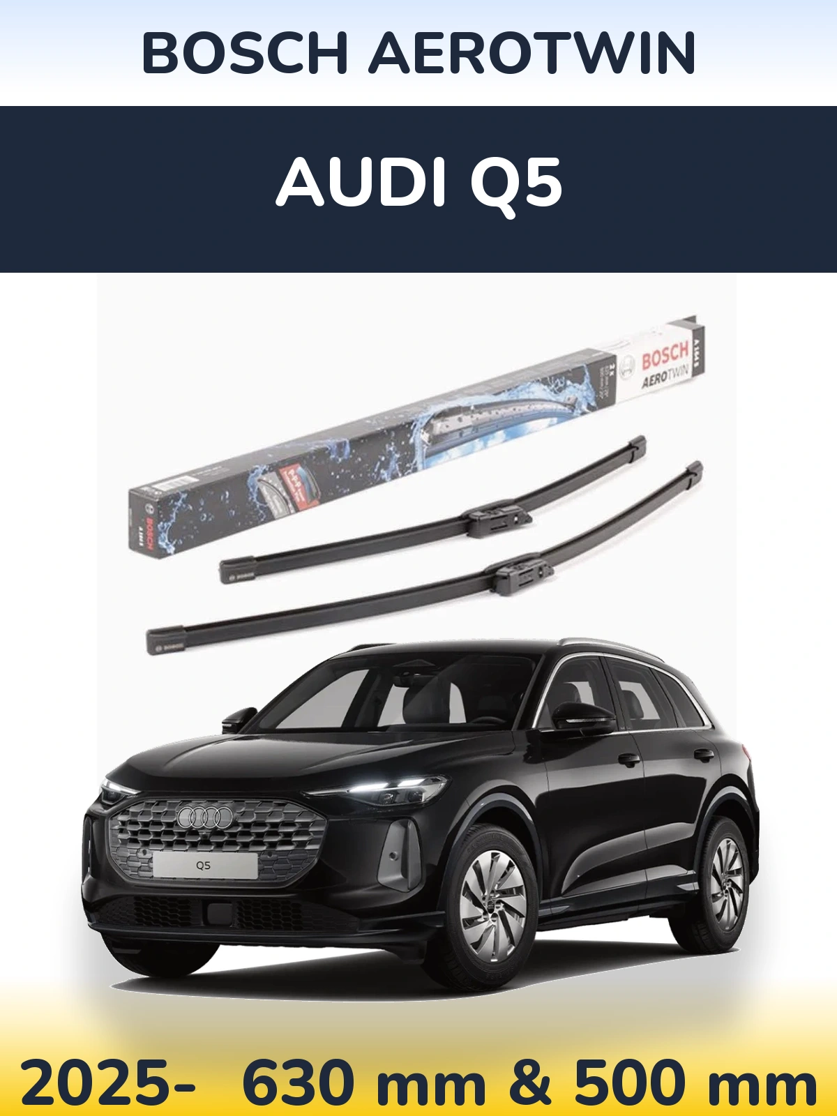 Sada předních stěračů BOSCH AeroTwin 630 a 500 mm pro Audi Q5 2025-2026