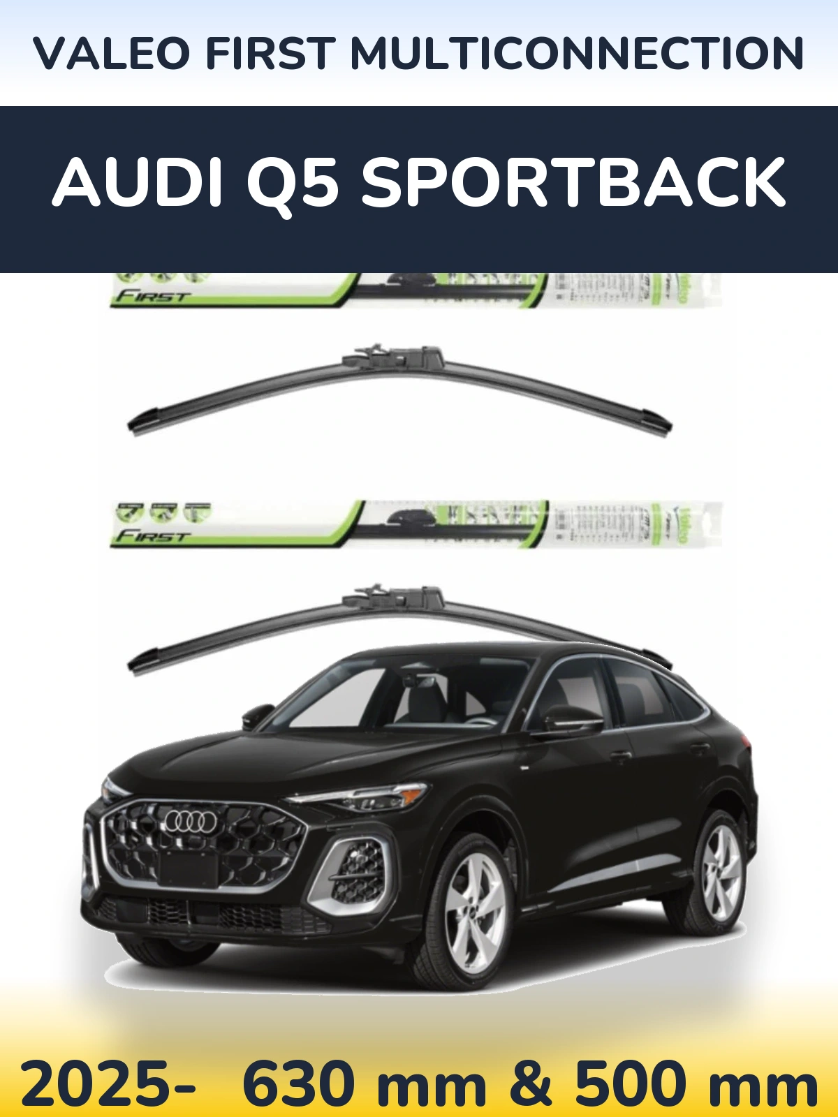 Sada předních stěračů Valeo First MultiConnection 600 a 500 mm pro Audi Q5 Sportback 2025-2026