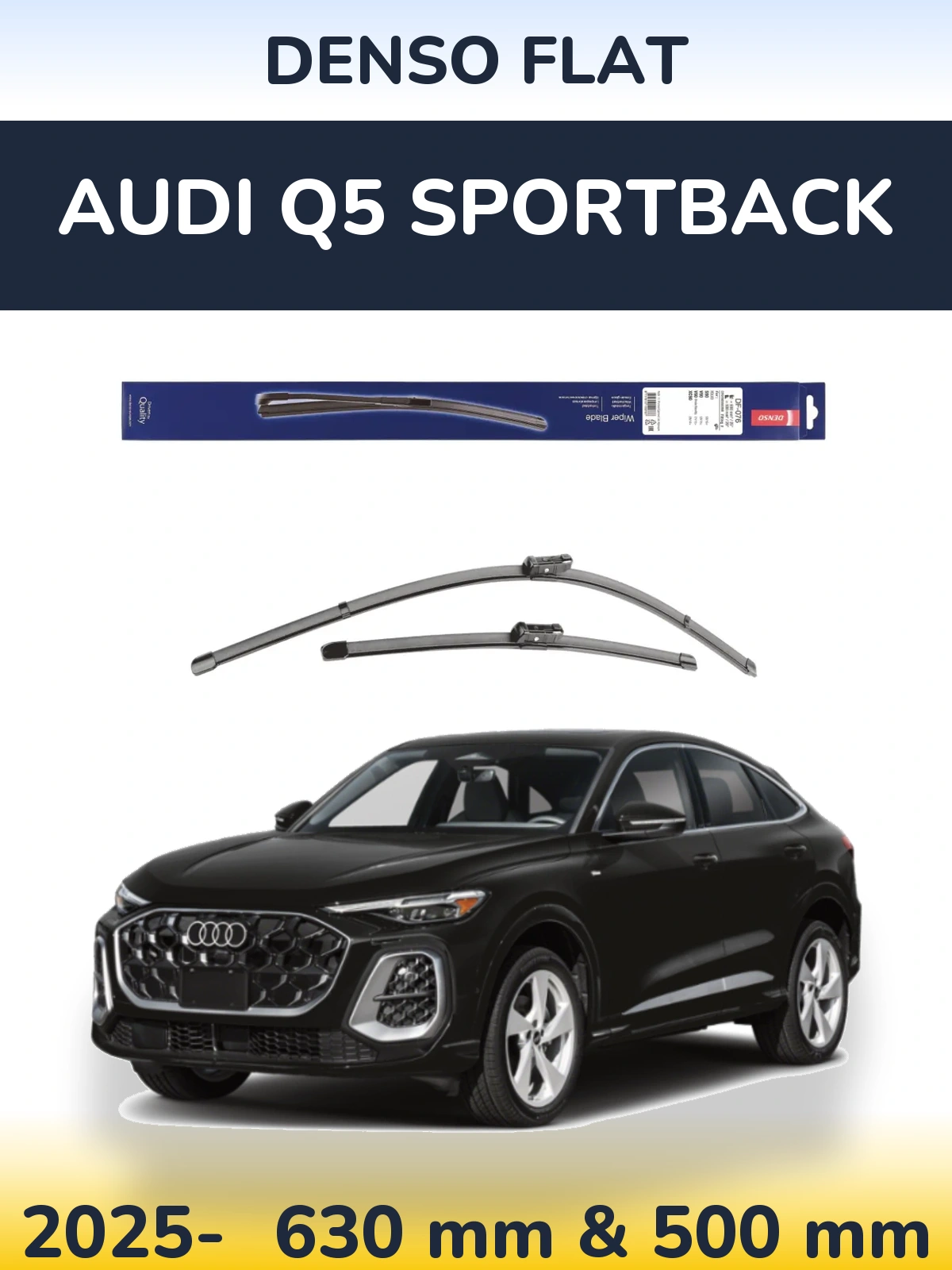 Sada předních stěračů Denso Flat 630 a 500 mm pro Audi Q5 Sportback 2025-2026