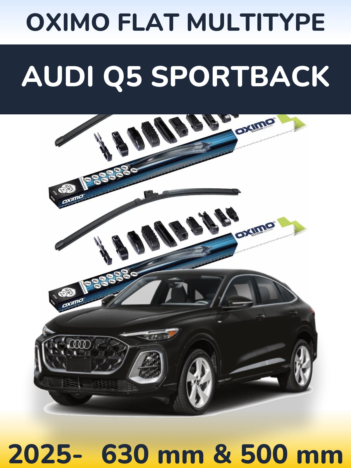 Комплект передніх щіток Oximo Flat MultiТипe 600 & 500 мм для Audi Q5 Sportback 2025-2026