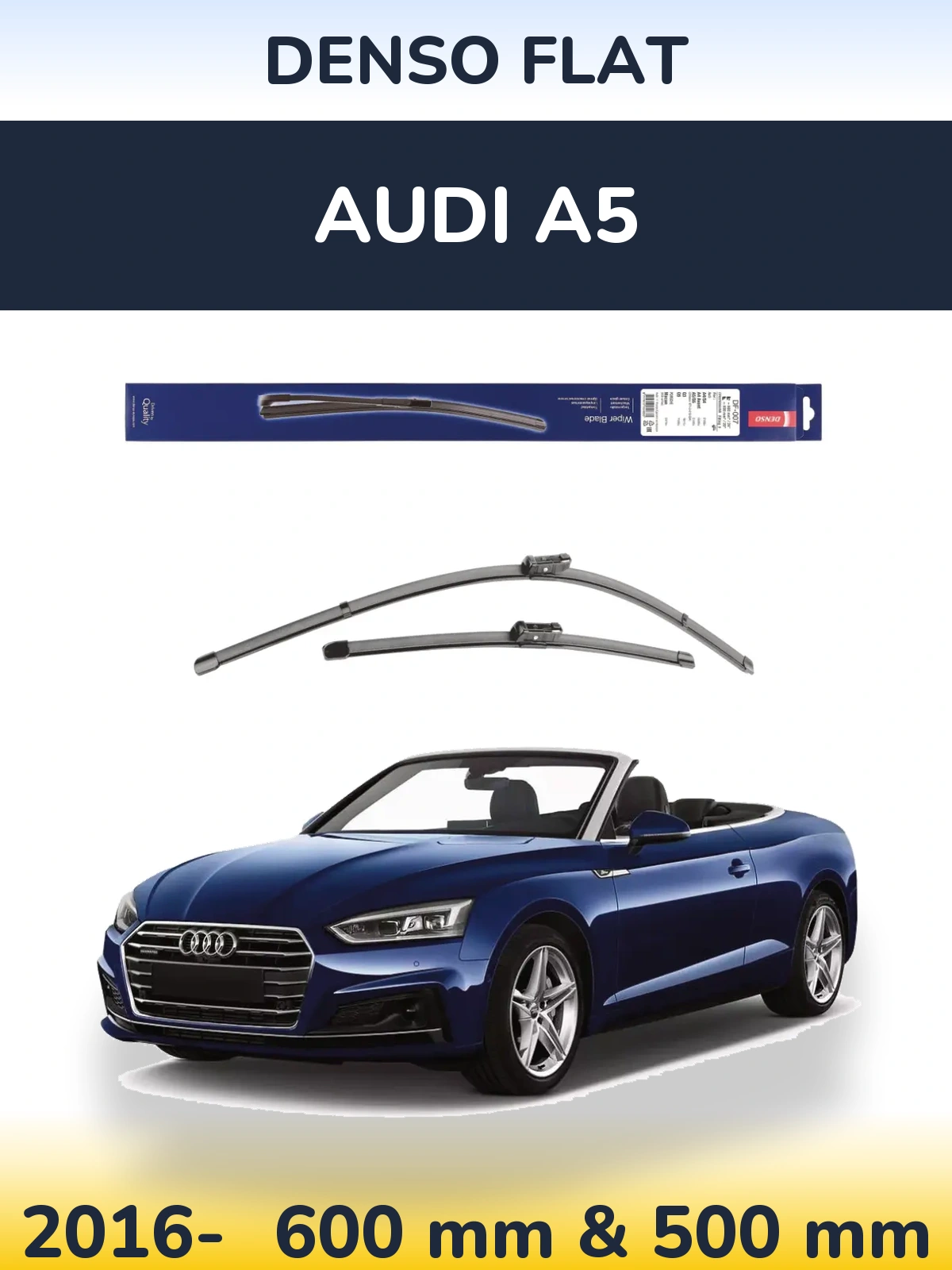 Sada předních stěračů Denso Flat 600 a 500 mm pro Audi A5 2016-2026