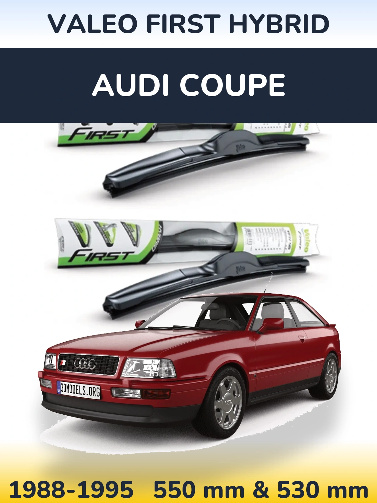Sada předních stěračů Valeo First Hybrid 550 a 530 mm pro Audi Coupe 1988-1995